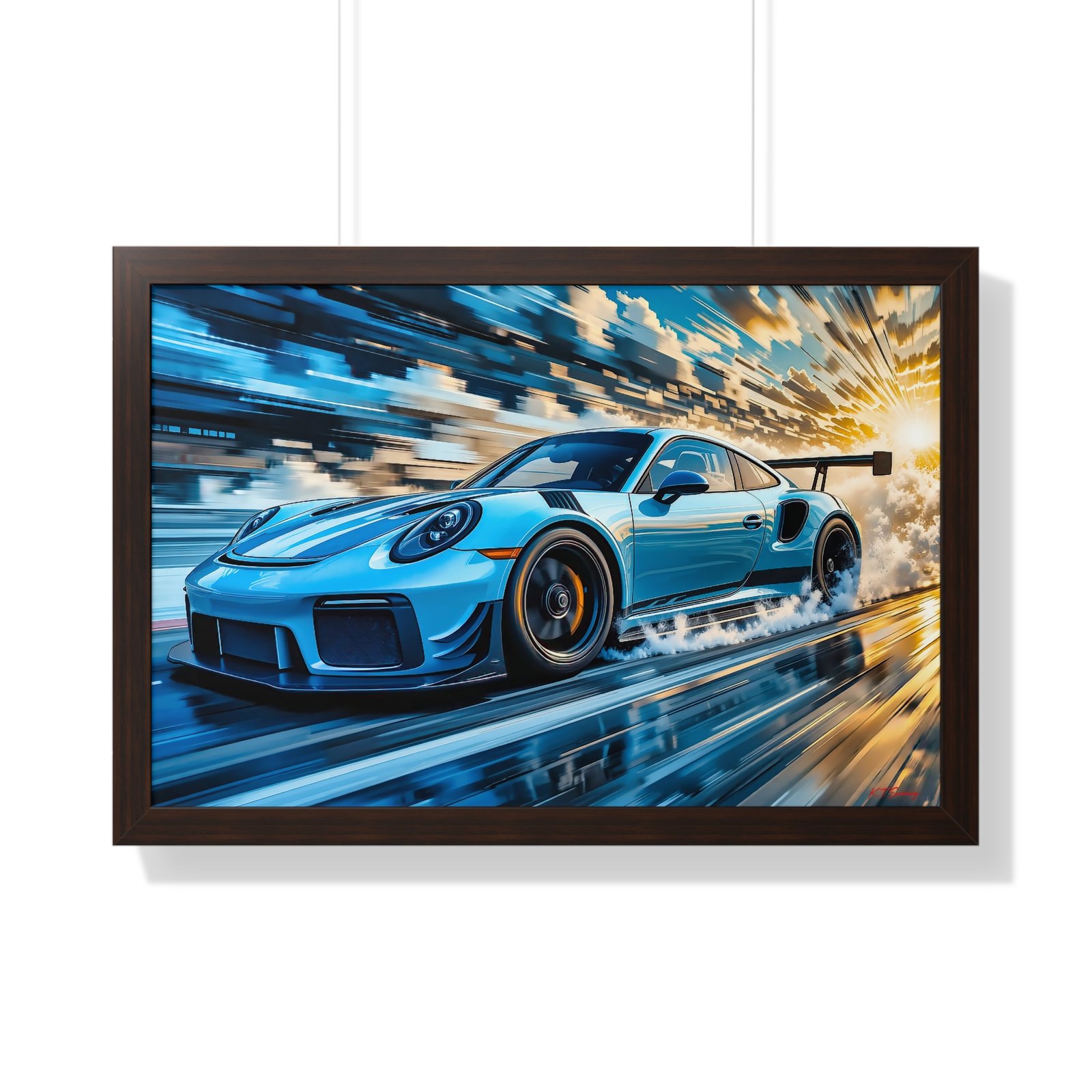 Exclusive Edition Porsche 911 GT3 RS at Speed in Powder Blue | Collector’s Porsche Artwork - Image 16