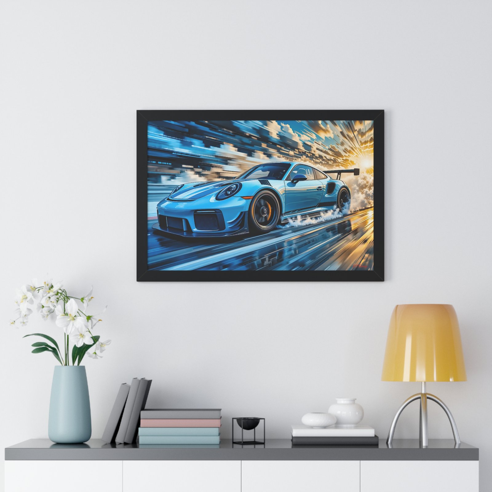 Exclusive Edition Porsche 911 GT3 RS at Speed in Powder Blue | Collector’s Porsche Artwork - Image 8
