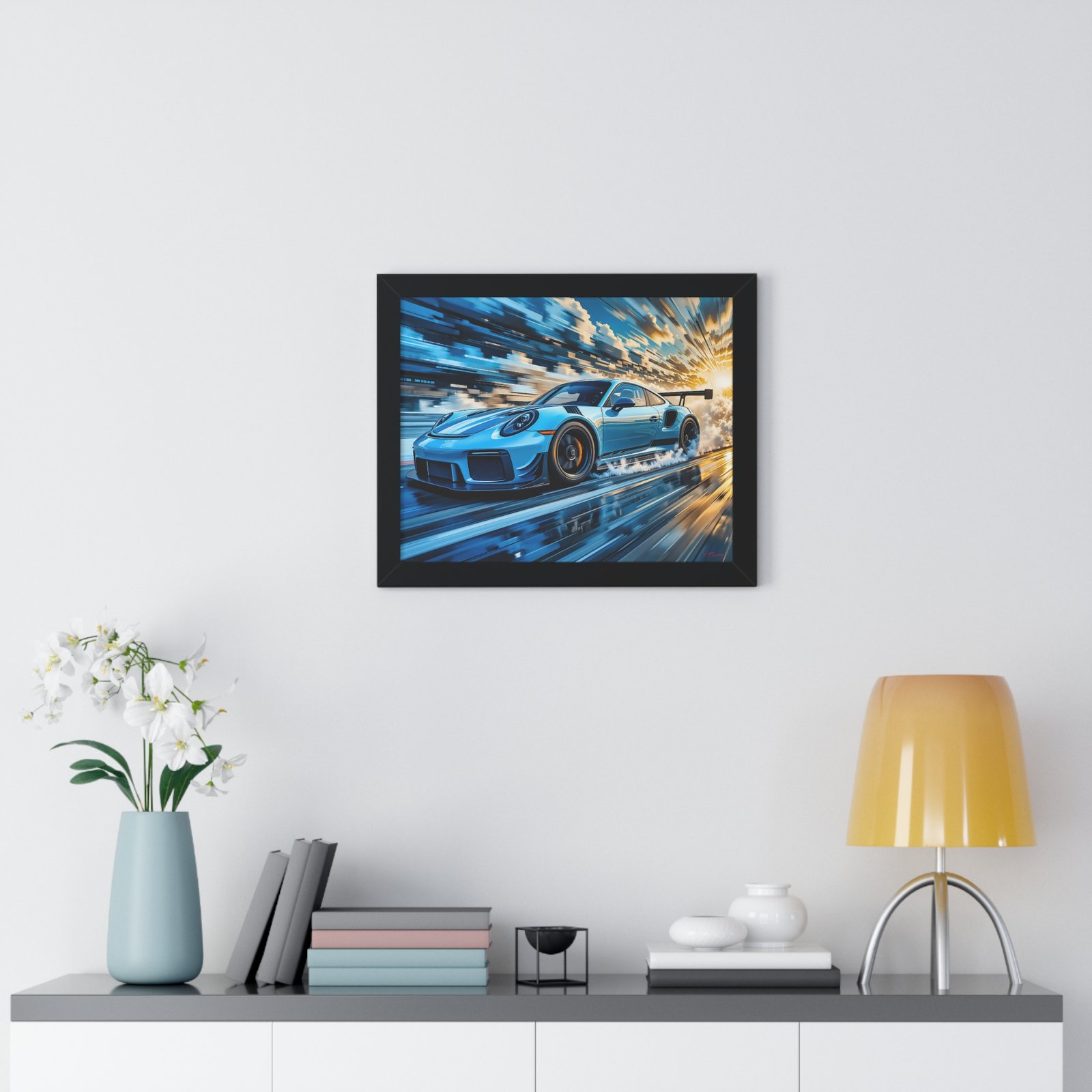 Exclusive Edition Porsche 911 GT3 RS at Speed in Powder Blue | Collector’s Porsche Artwork - Image 2