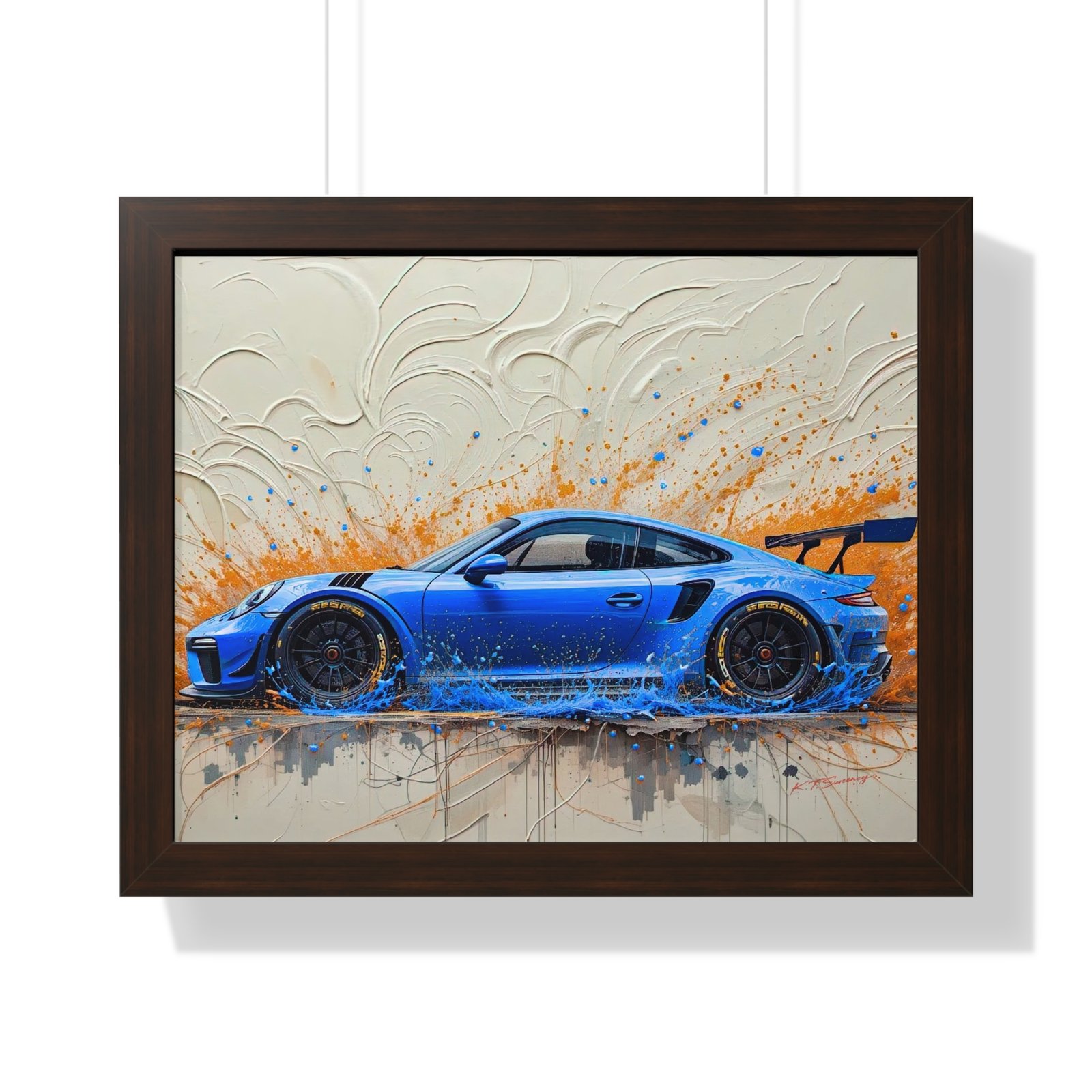 Exclusive Limited Edition Porsche 911 GT3 Art with 3D Textured Oil Paint Style Background | Collector’s Porsche Artwork - Image 16
