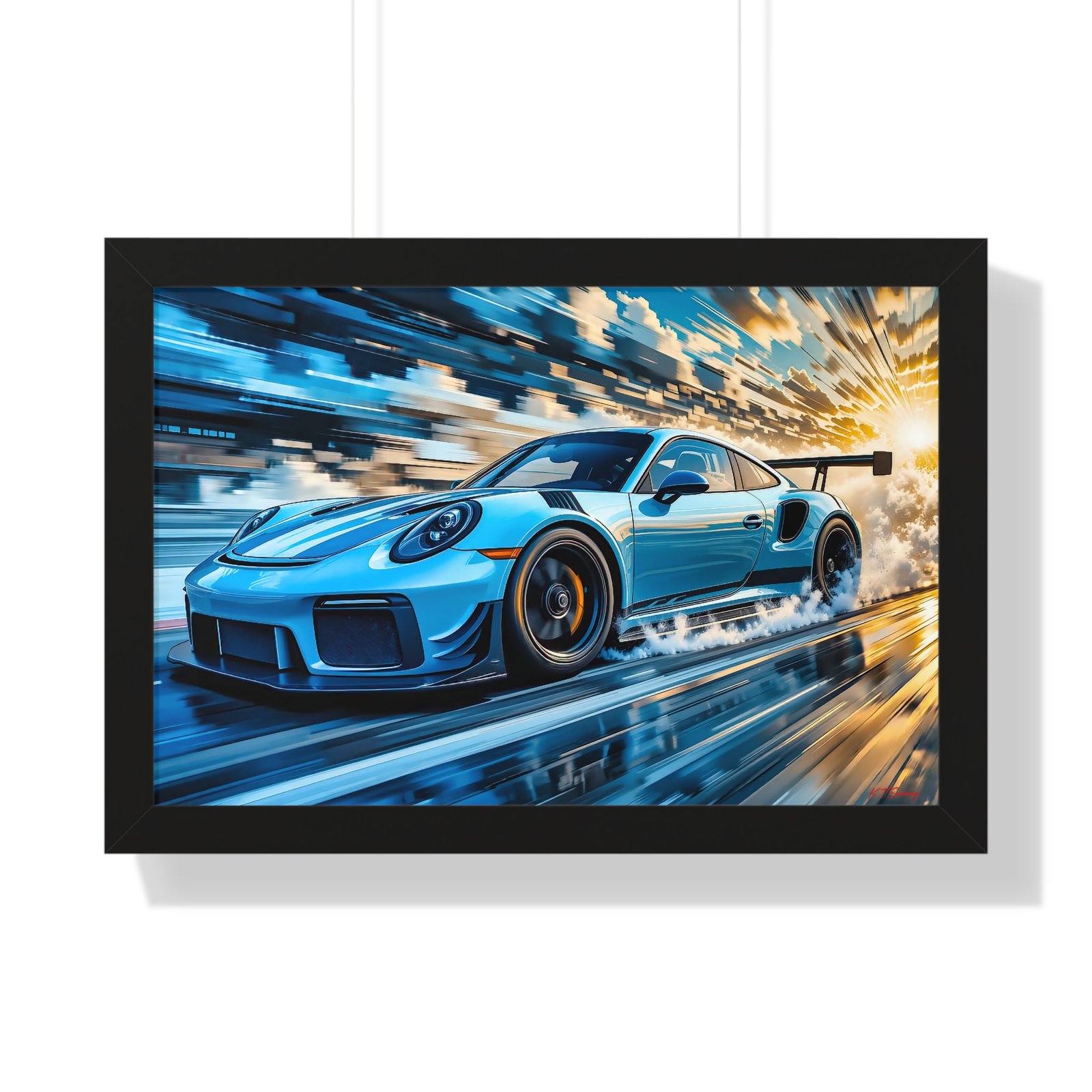 Exclusive Edition Porsche 911 GT3 RS at Speed in Powder Blue | Collector’s Porsche Artwork - Image 4