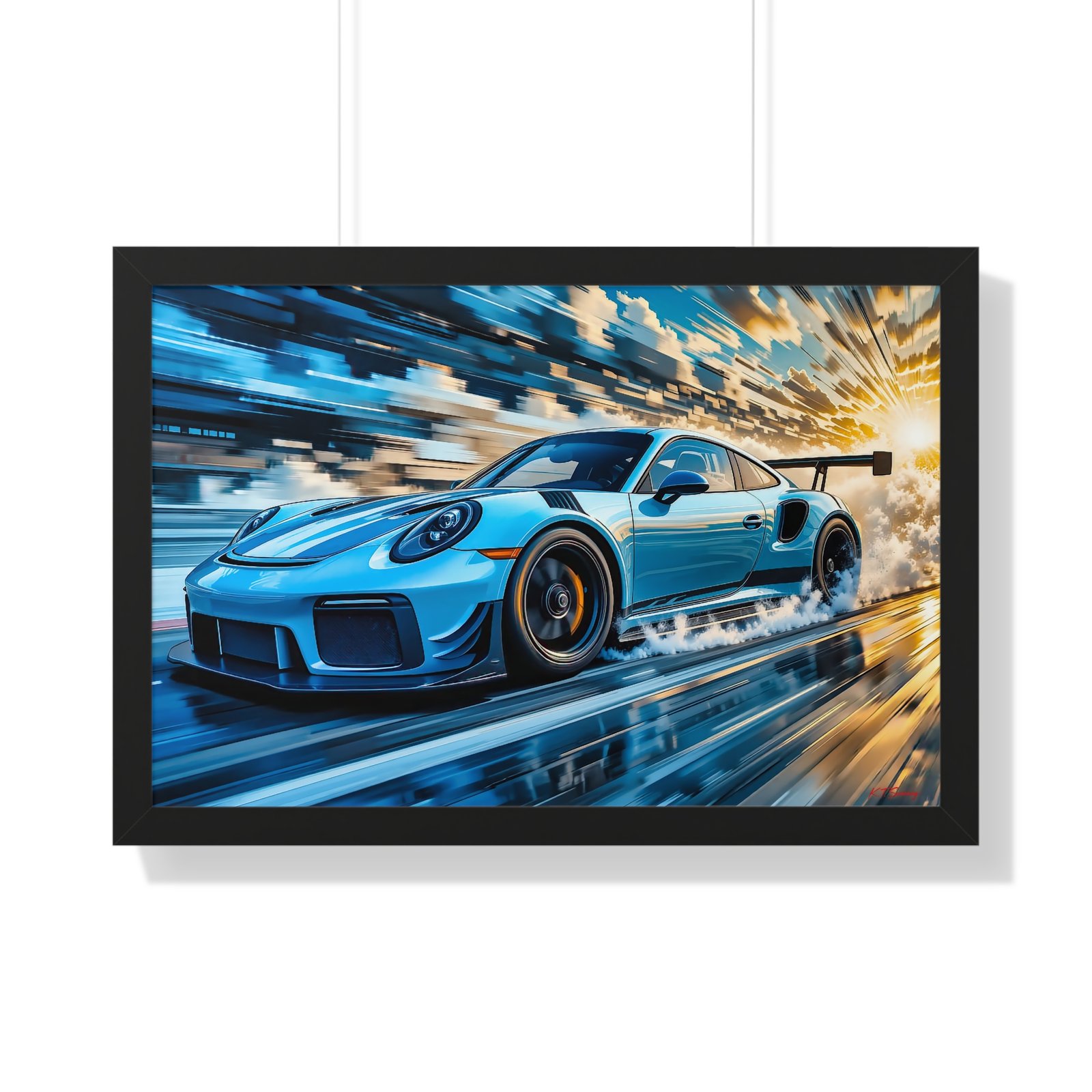 Exclusive Edition Porsche 911 GT3 RS at Speed in Powder Blue | Collector’s Porsche Artwork - Image 7