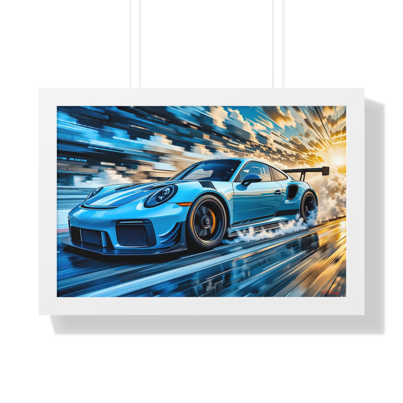Exclusive Edition Porsche 911 GT3 RS at Speed in Powder Blue | Collector’s Porsche Artwork - Image 22