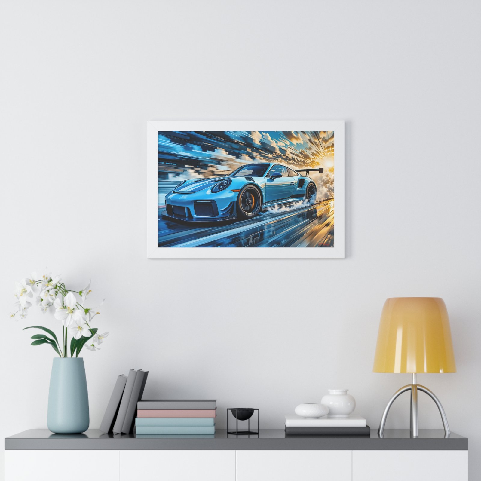 Exclusive Edition Porsche 911 GT3 RS at Speed in Powder Blue | Collector’s Porsche Artwork - Image 23
