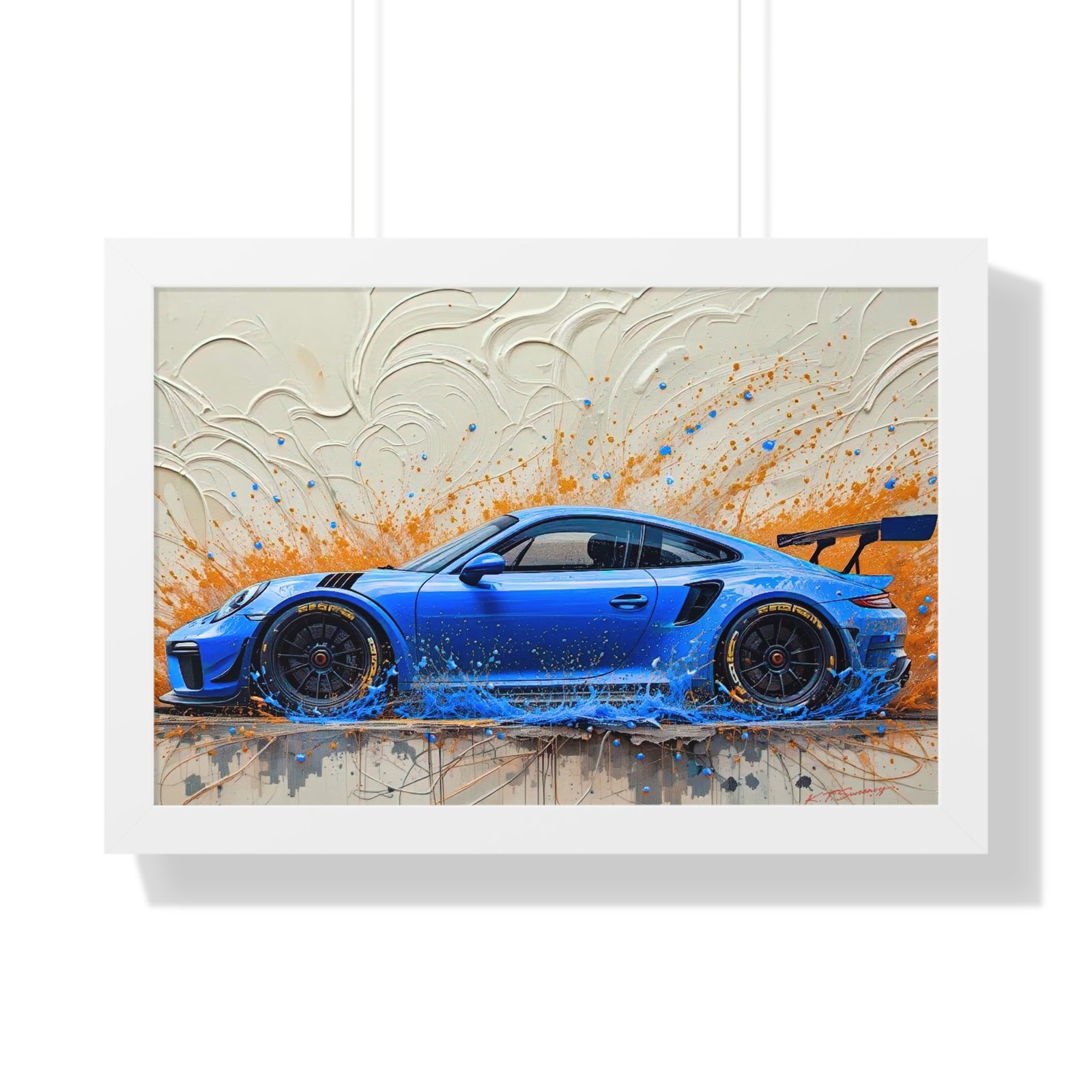 Exclusive Limited Edition Porsche 911 GT3 Art with 3D Textured Oil Paint Style Background | Collector’s Porsche Artwork - Image 31