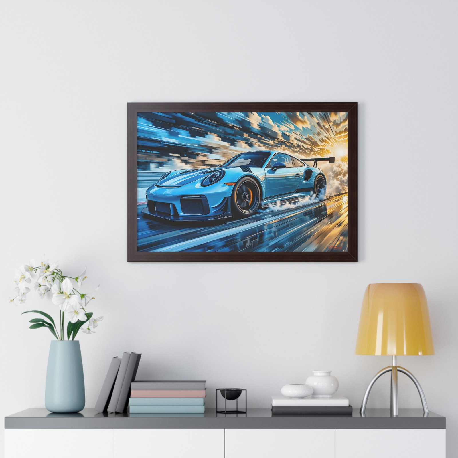 Exclusive Edition Porsche 911 GT3 RS at Speed in Powder Blue | Collector’s Porsche Artwork - Image 17