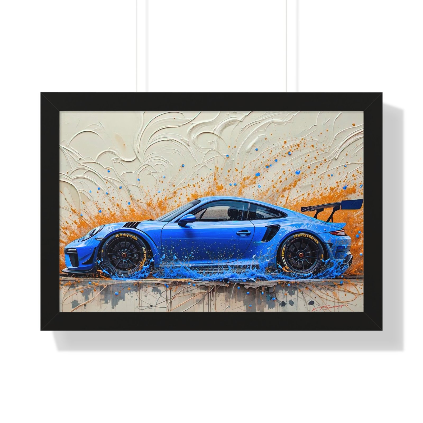 Exclusive Limited Edition Porsche 911 GT3 Art with 3D Textured Oil Paint Style Background | Collector’s Porsche Artwork - Image 7