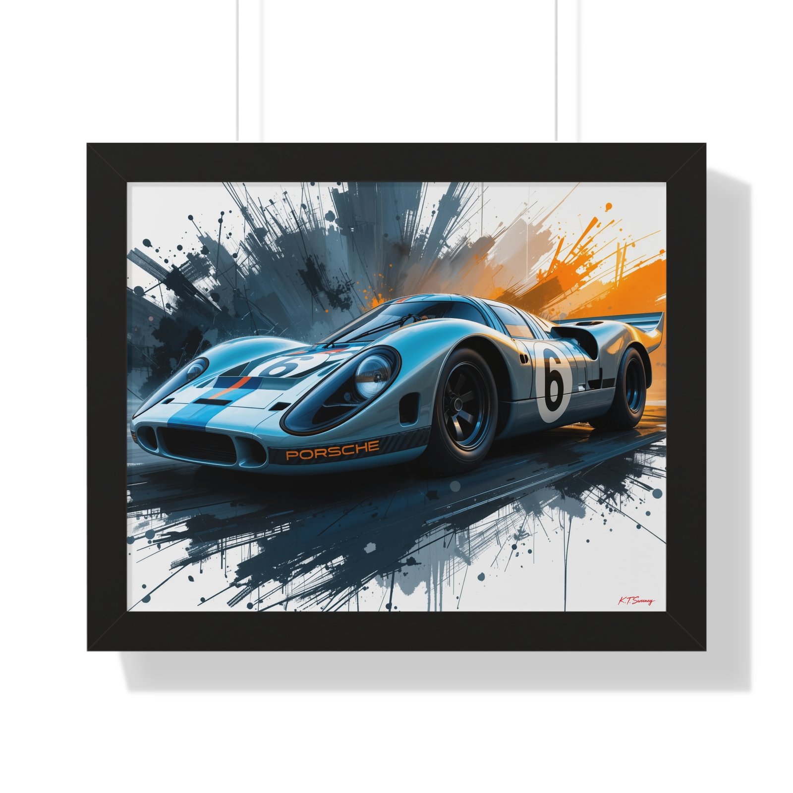 Le Mans Style Racing Car Wall Art Framed Print with 3D Textured Background | Studio Edition Collector’s Motorsport Artwork
