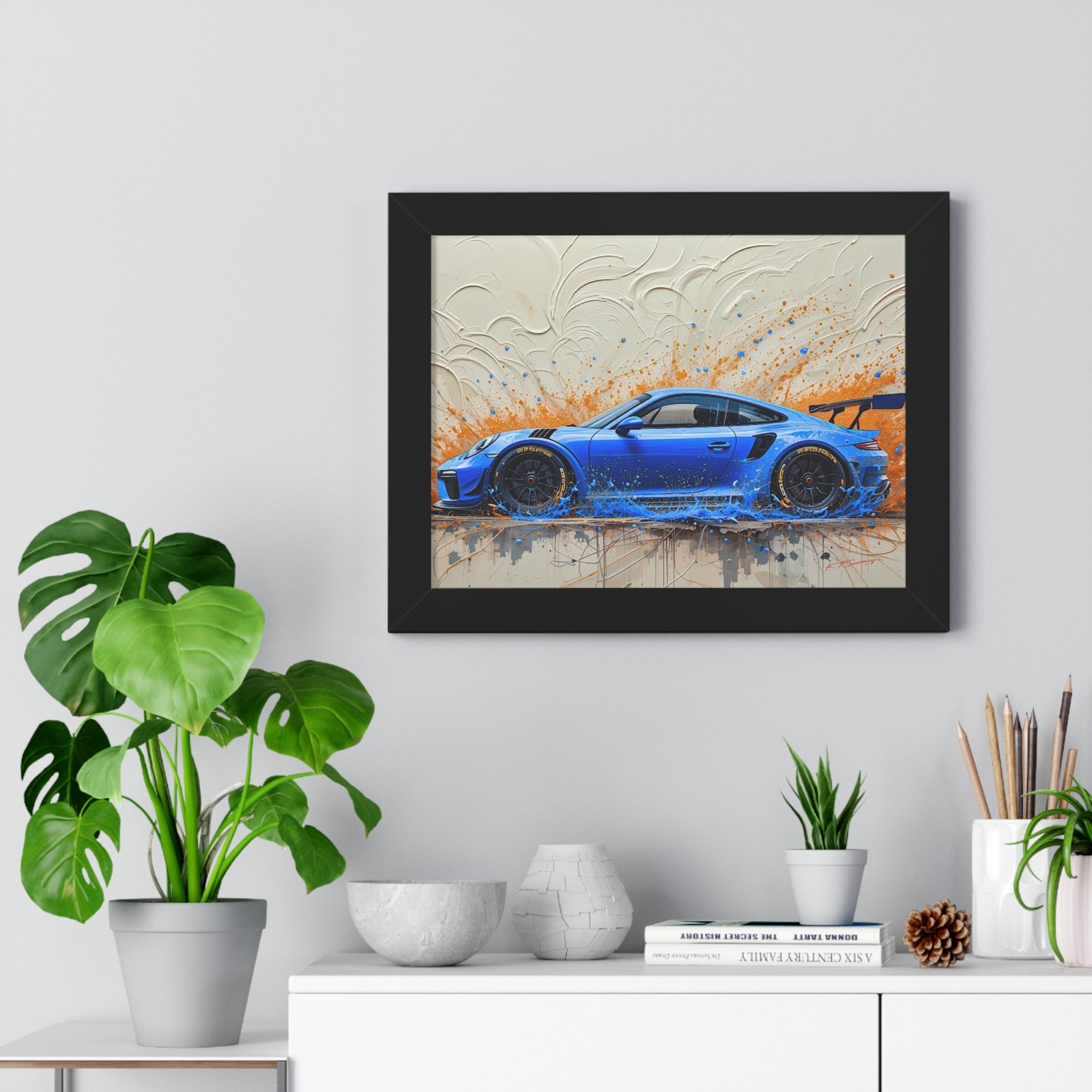 Exclusive Limited Edition Porsche 911 GT3 Art with 3D Textured Oil Paint Style Background | Collector’s Porsche Artwork - Image 2