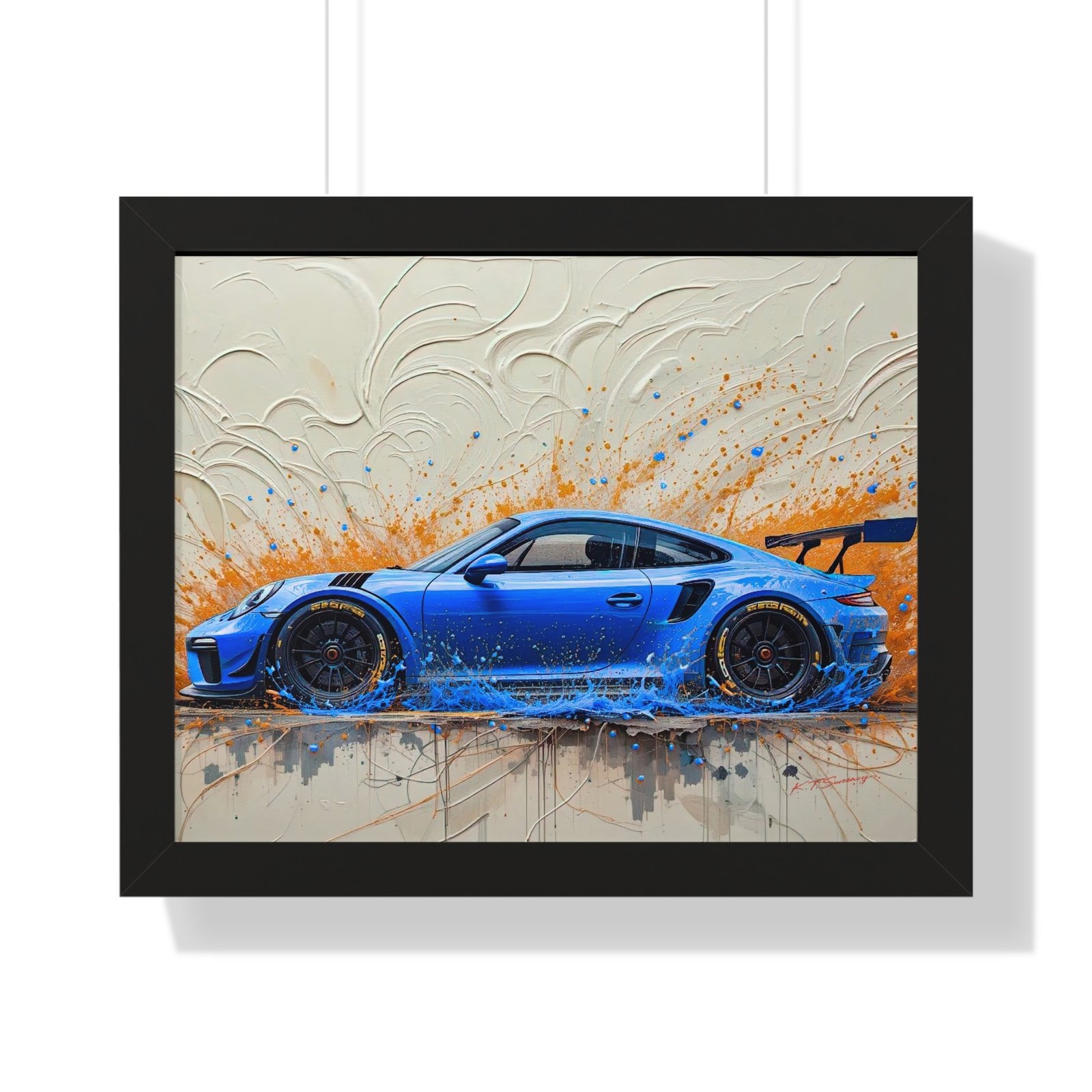Exclusive Limited Edition Porsche 911 GT3 Art with 3D Textured Oil Paint Style Background | Collector’s Porsche Artwork - Image 4