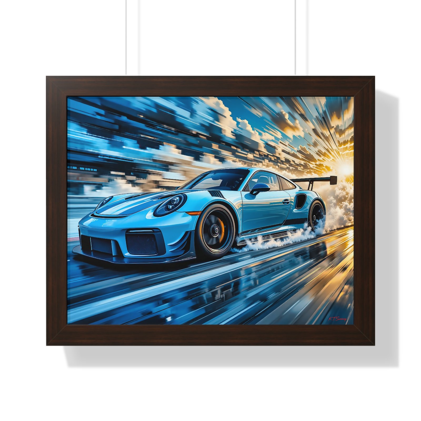 Exclusive Edition Porsche 911 GT3 RS at Speed in Powder Blue | Collector’s Porsche Artwork - Image 10