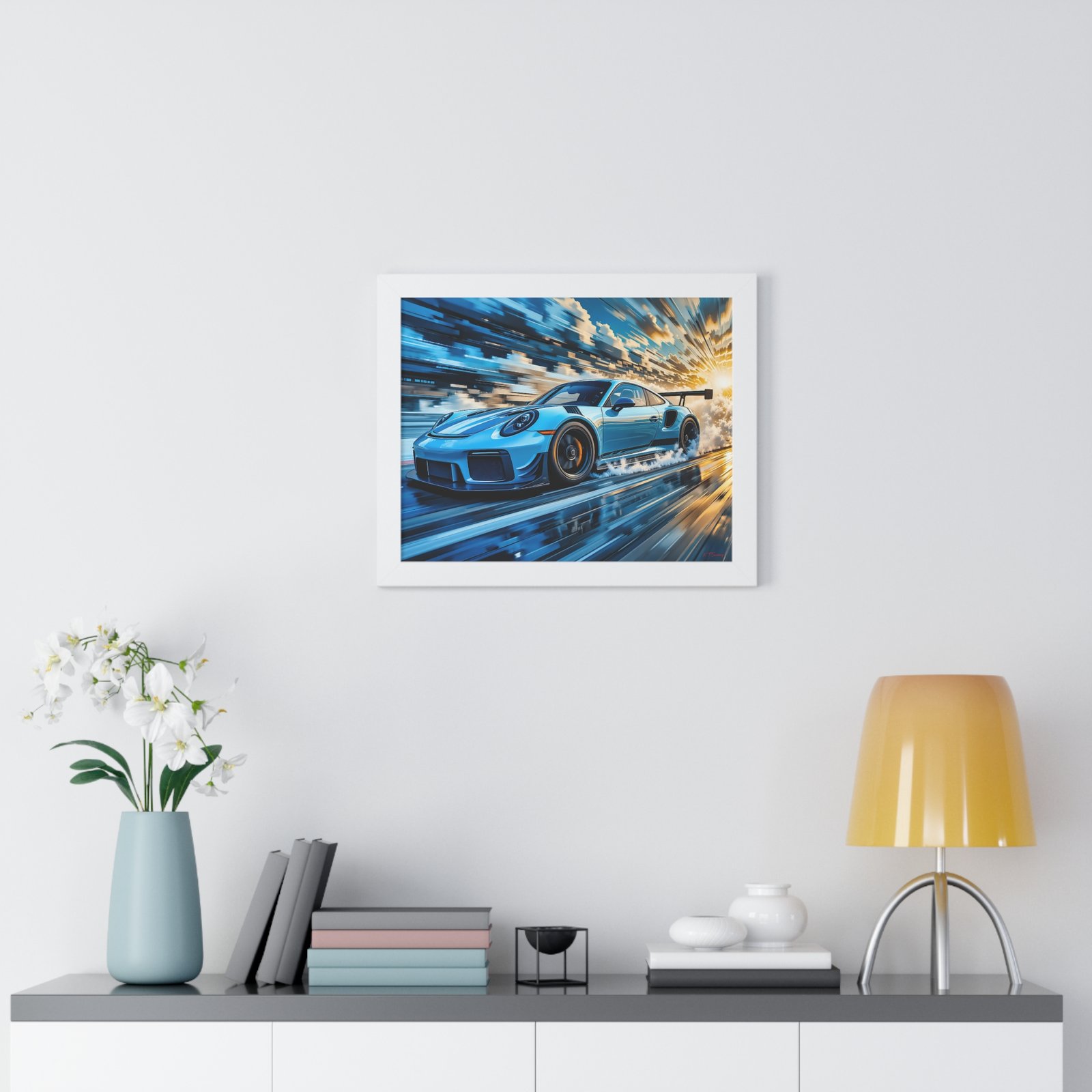 Exclusive Edition Porsche 911 GT3 RS at Speed in Powder Blue | Collector’s Porsche Artwork - Image 20