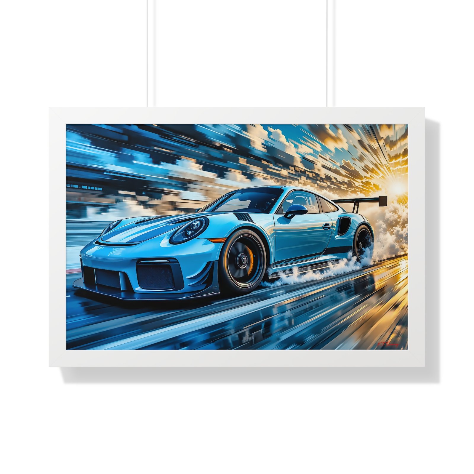 Exclusive Edition Porsche 911 GT3 RS at Speed in Powder Blue | Collector’s Porsche Artwork - Image 25