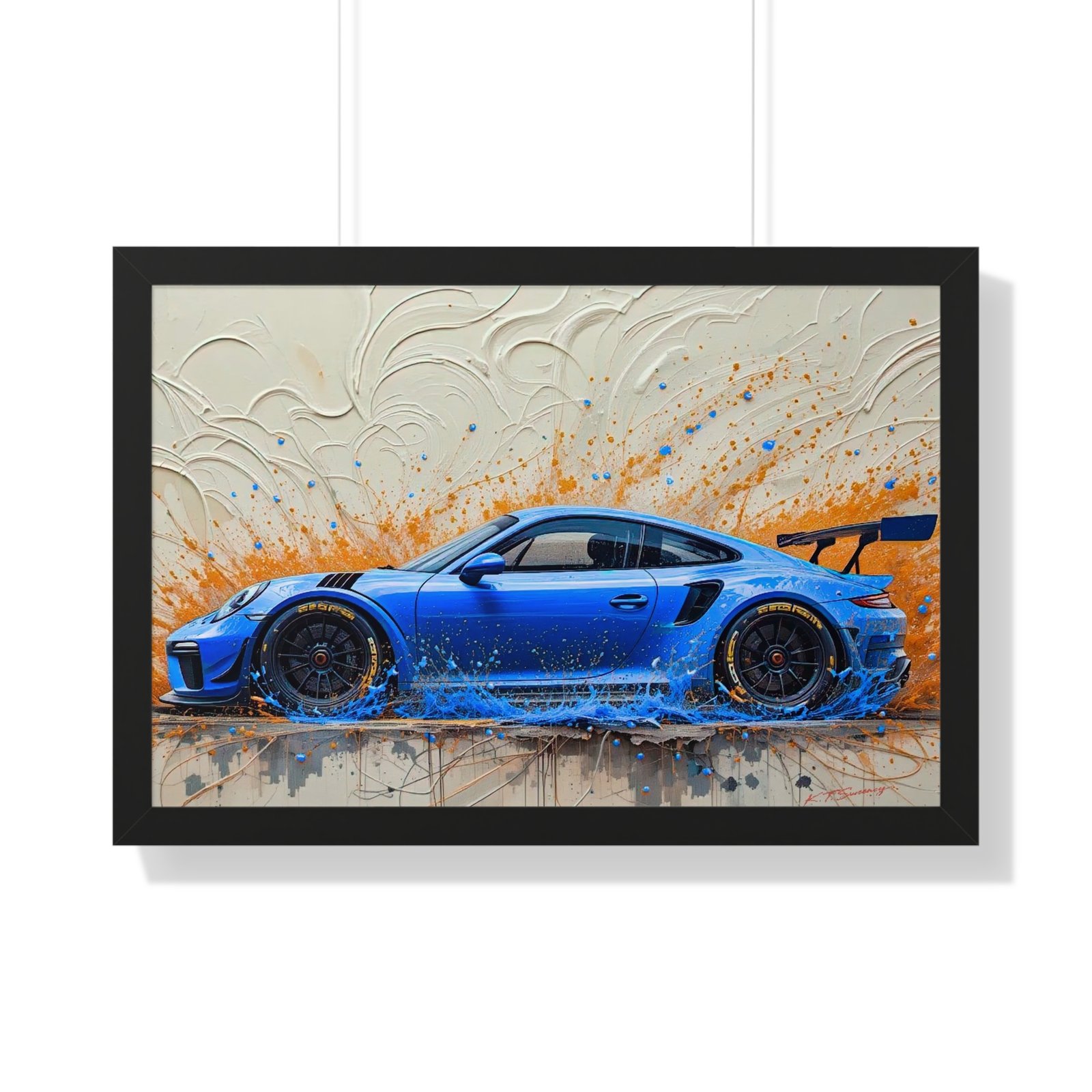 Exclusive Limited Edition Porsche 911 GT3 Art with 3D Textured Oil Paint Style Background | Collector’s Porsche Artwork - Image 10