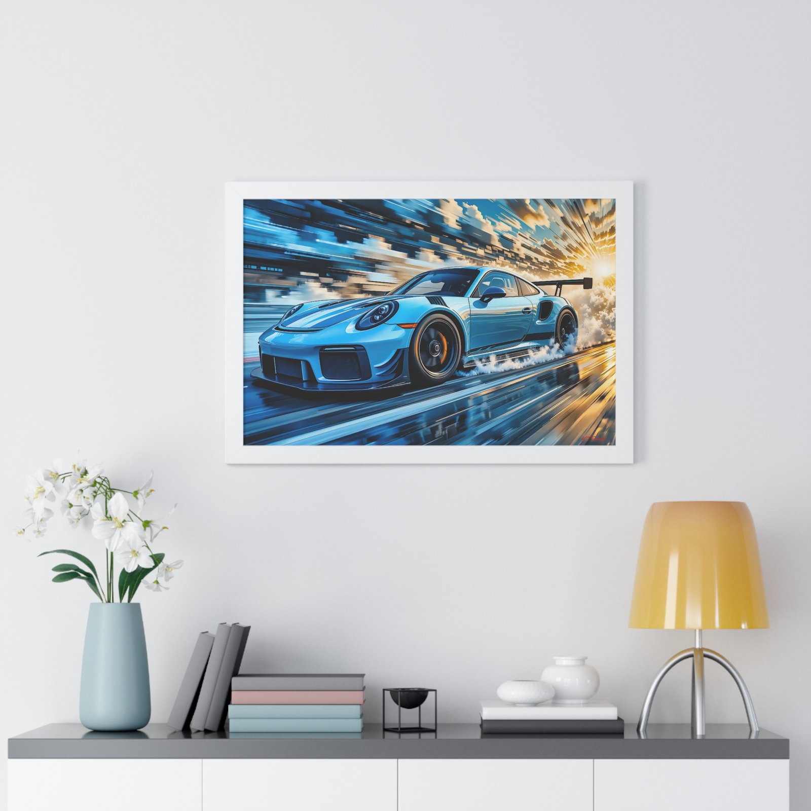 Exclusive Edition Porsche 911 GT3 RS at Speed in Powder Blue | Collector’s Porsche Artwork - Image 26