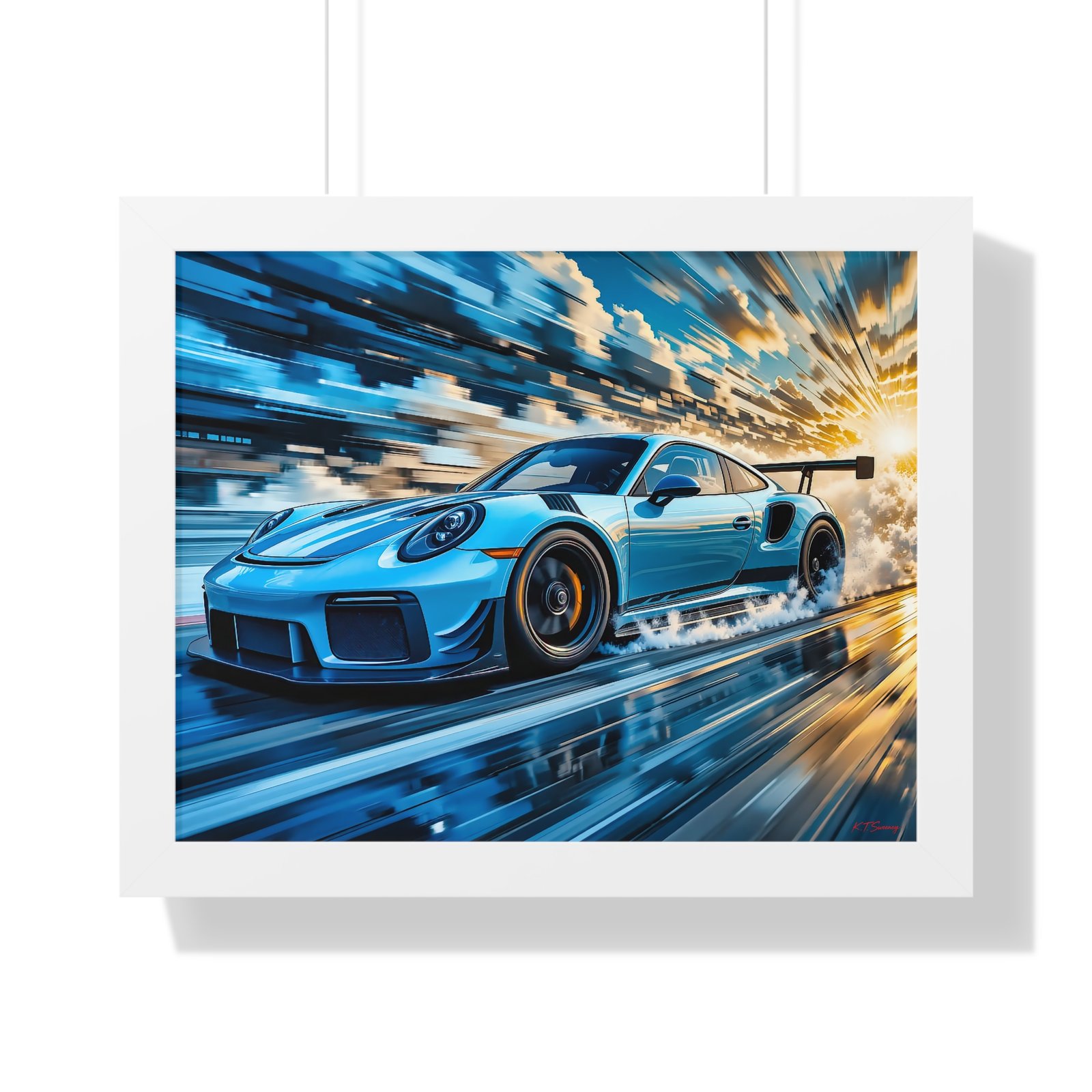 Exclusive Edition Porsche 911 GT3 RS at Speed in Powder Blue | Collector’s Porsche Artwork - Image 19