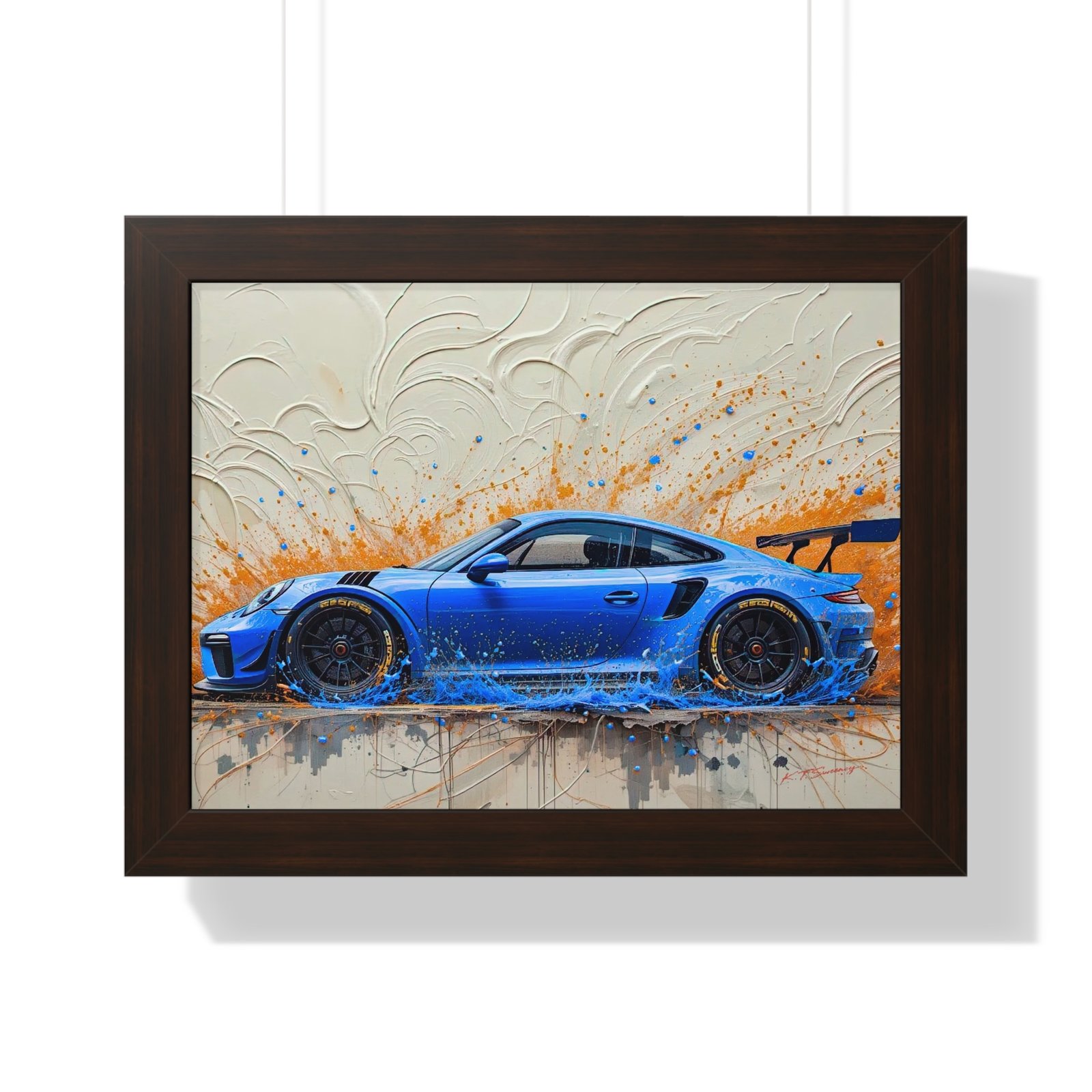 Exclusive Limited Edition Porsche 911 GT3 Art with 3D Textured Oil Paint Style Background | Collector’s Porsche Artwork - Image 13