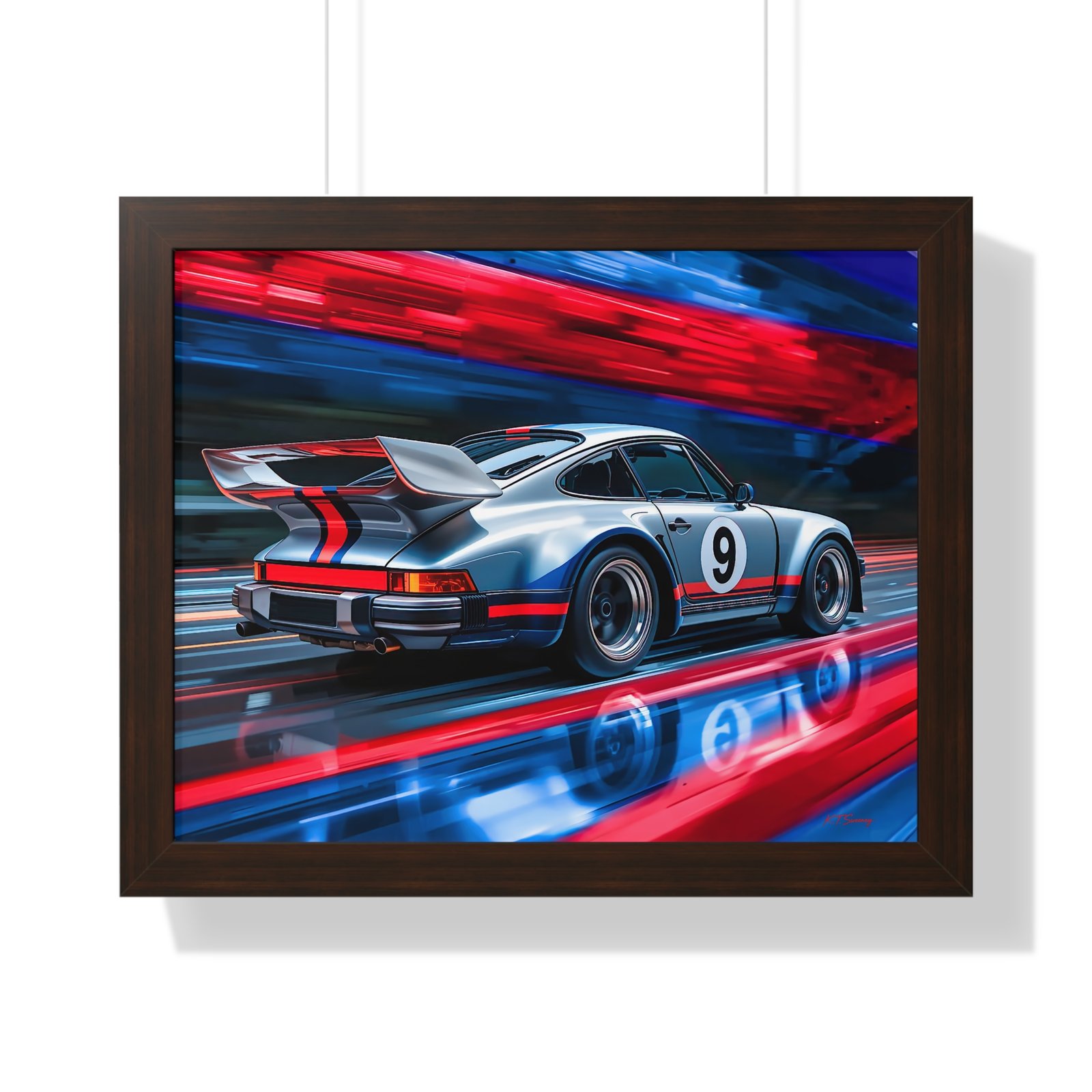 Limited Edition Classic Porsche 930 Turbo in Silver Wall Art Framed Print | Collector’s Porsche Artwork - Image 10