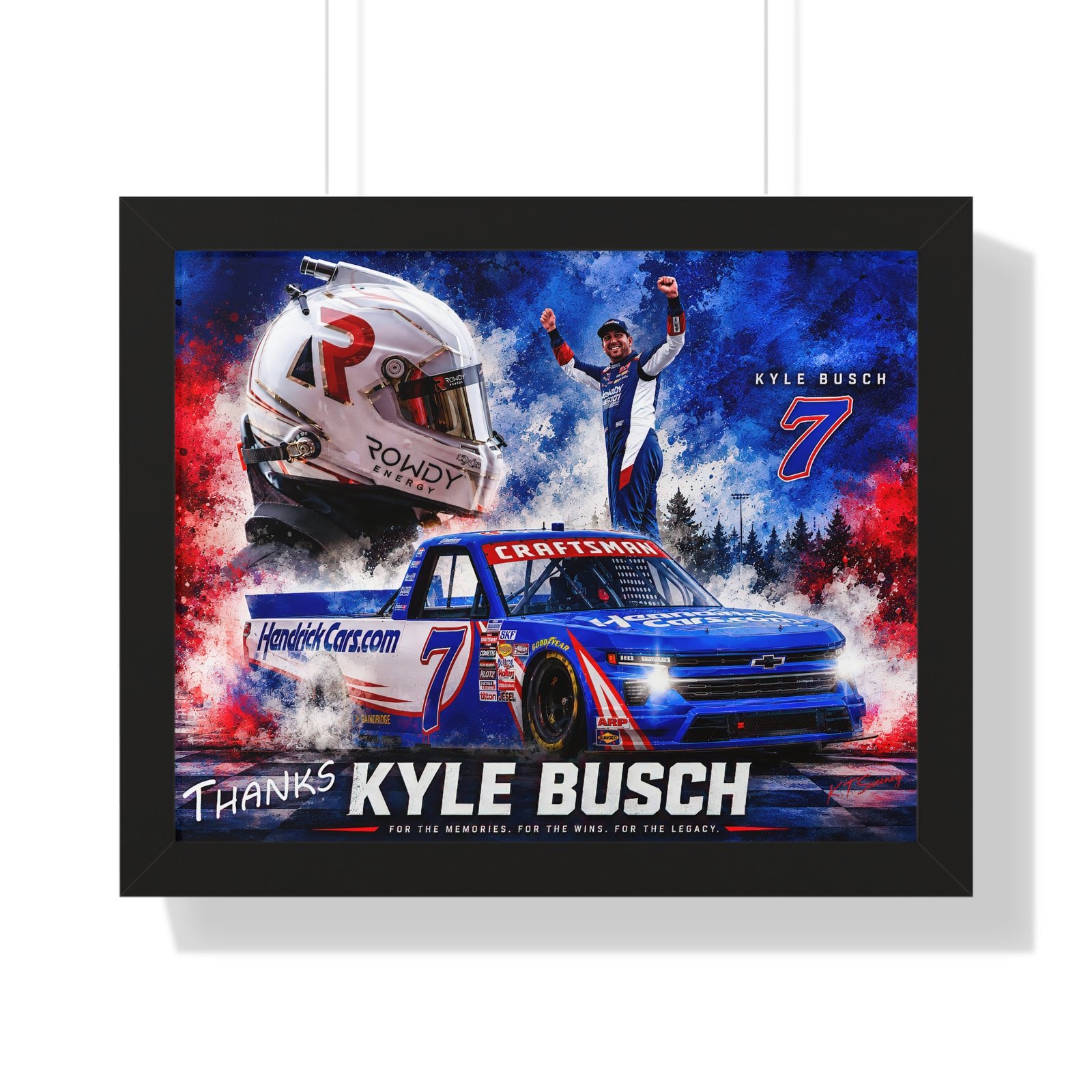 Kyle Busch #7 NASCAR Truck Tribute | Limited Edition Motorsports Wall Art | HendrickCars.com Craftsman Truck Series | Framed Racing Artwork - Image 4