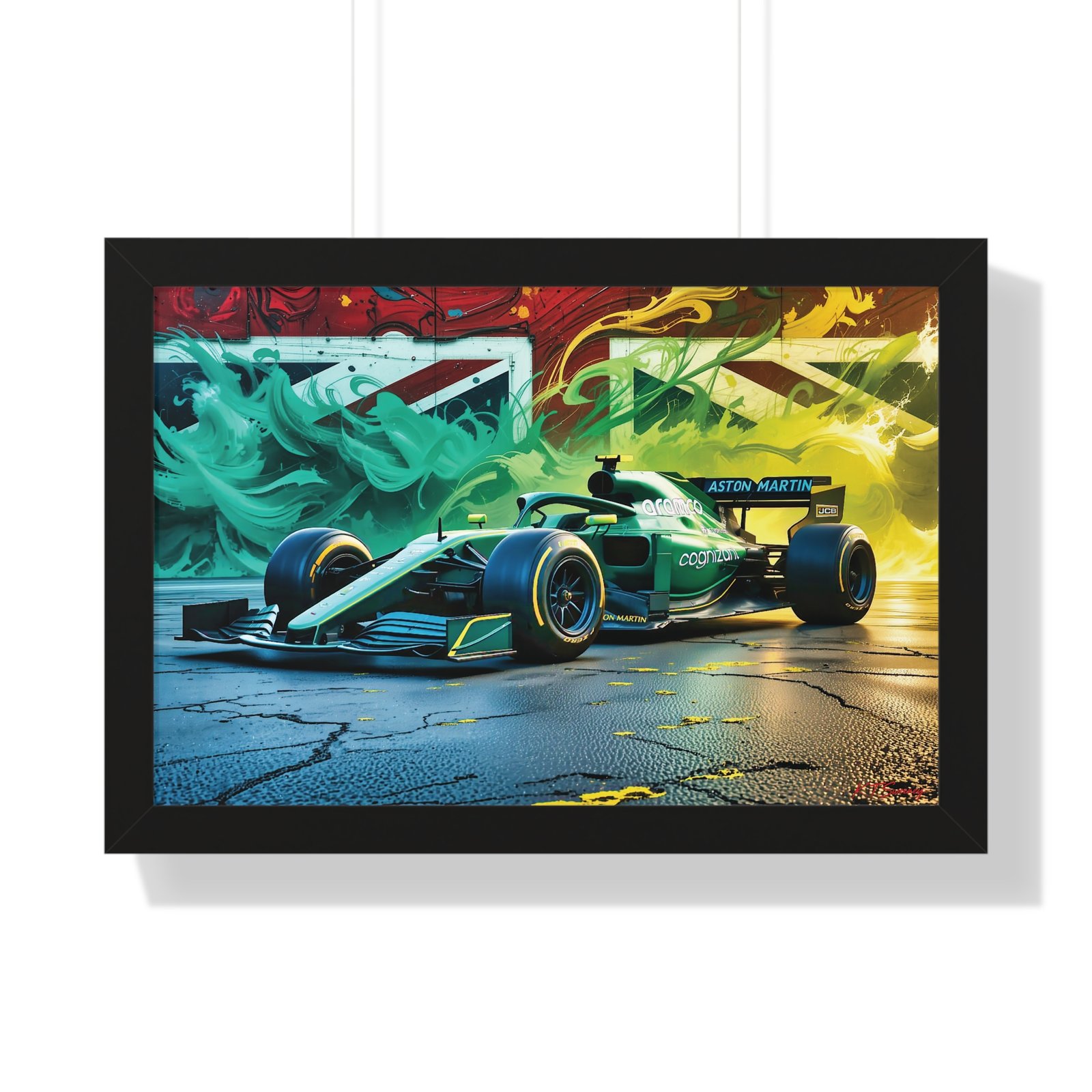Exclusive Edition Aston Martin F1 Wall Art Framed Print with Union Jack Background | Collector’s Formula 1 Artwork - Image 4