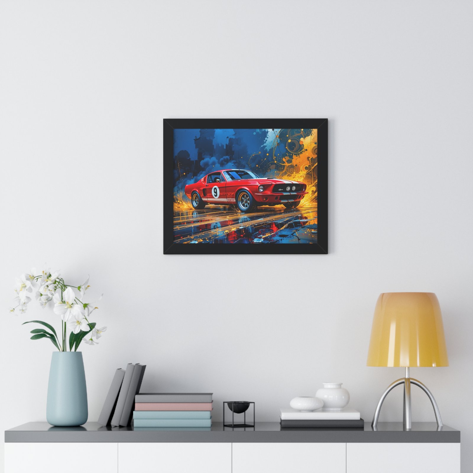Exclusive Edition 1967 Red Shelby Mustang TransAm Inspired Racing Car Wall Art Framed Print | Collector’s Classic Mustang Artwork - Image 2