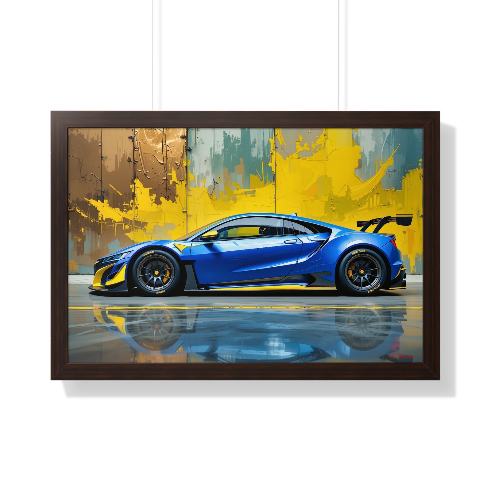 Acura NSX Wall Art Framed Print with Dramatic Textured Paint Style Background | Studio Edition Collector’s Artwork - Image 16
