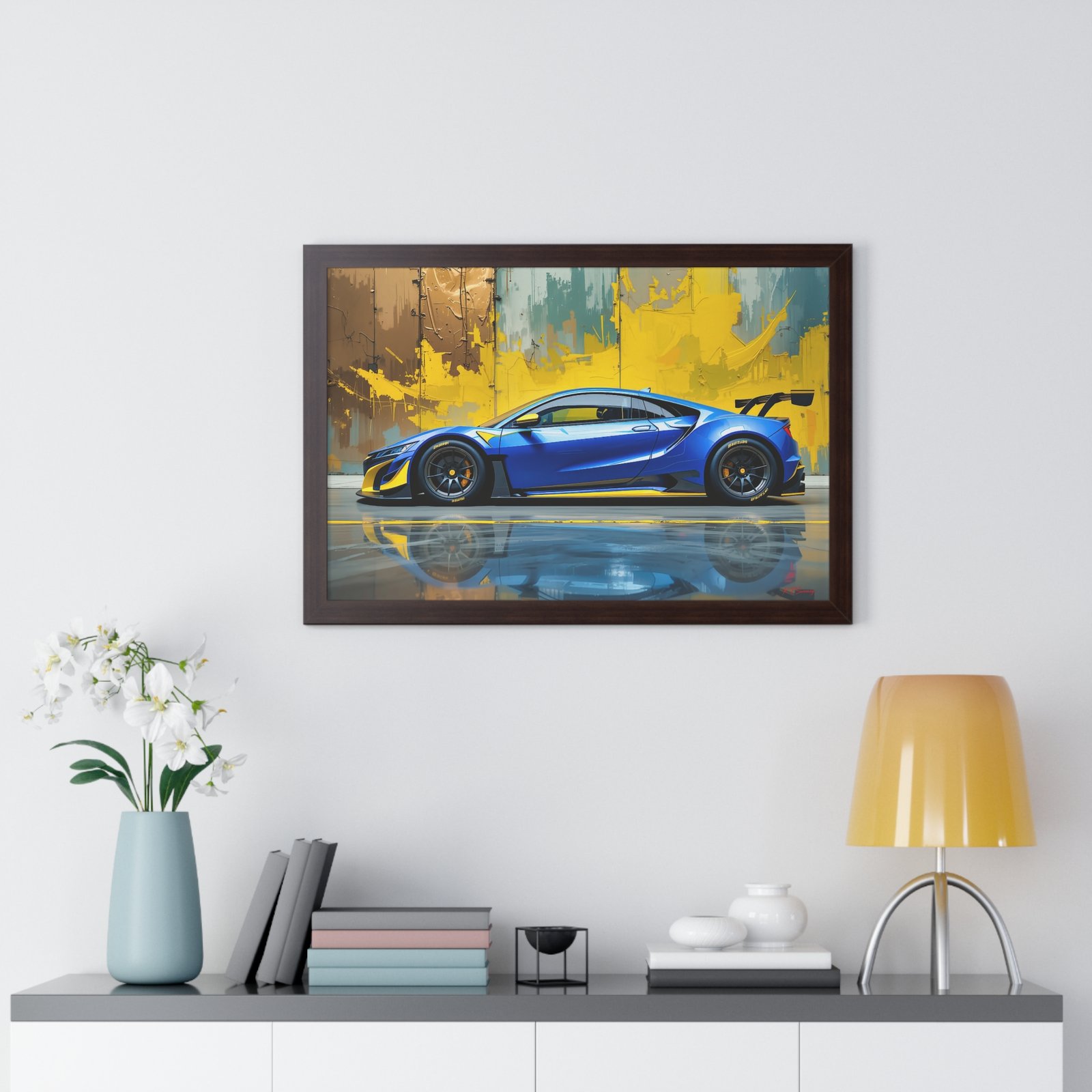 Acura NSX Wall Art Framed Print with Dramatic Textured Paint Style Background | Studio Edition Collector’s Artwork - Image 17