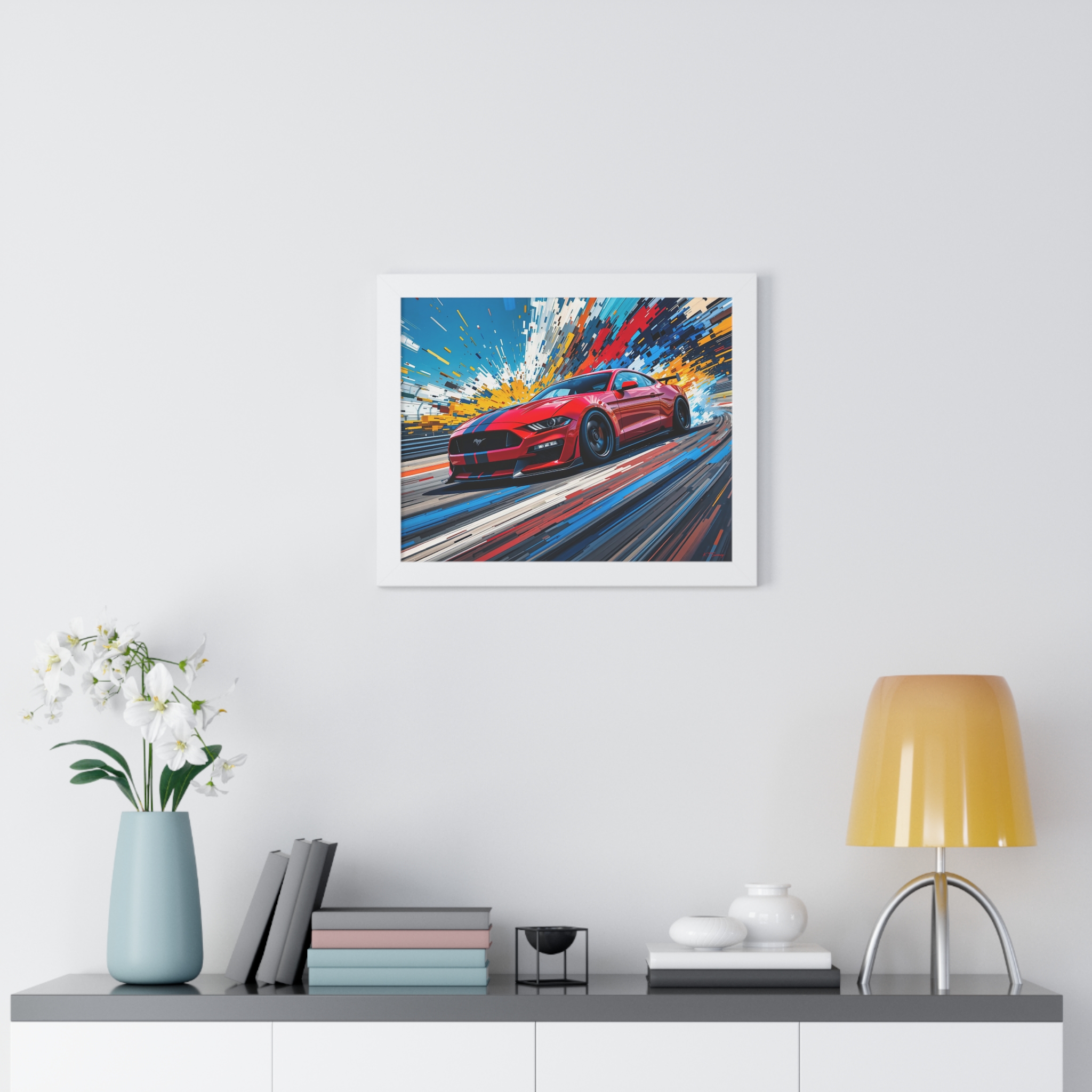 Exclusive Edition Red Mustang GT Wall Art Framed Print with Exploding Color Burst Background | Collector’s Mustang Artwork - Image 20