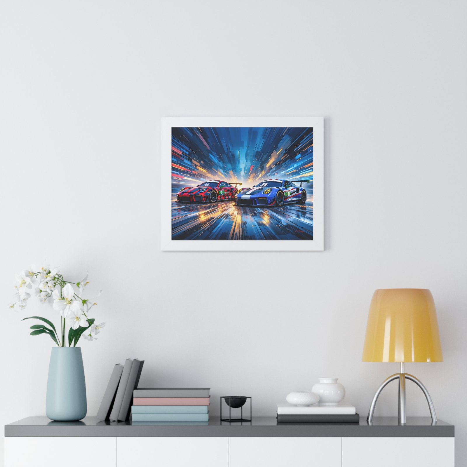 Limited Edition Duo of Porsche 911 GT3 IMSA-Inspired Racing Cars Wall Art Framed Print with 3D Textured Dynamic Colors | Collector’s Porsche Artwork - Image 20