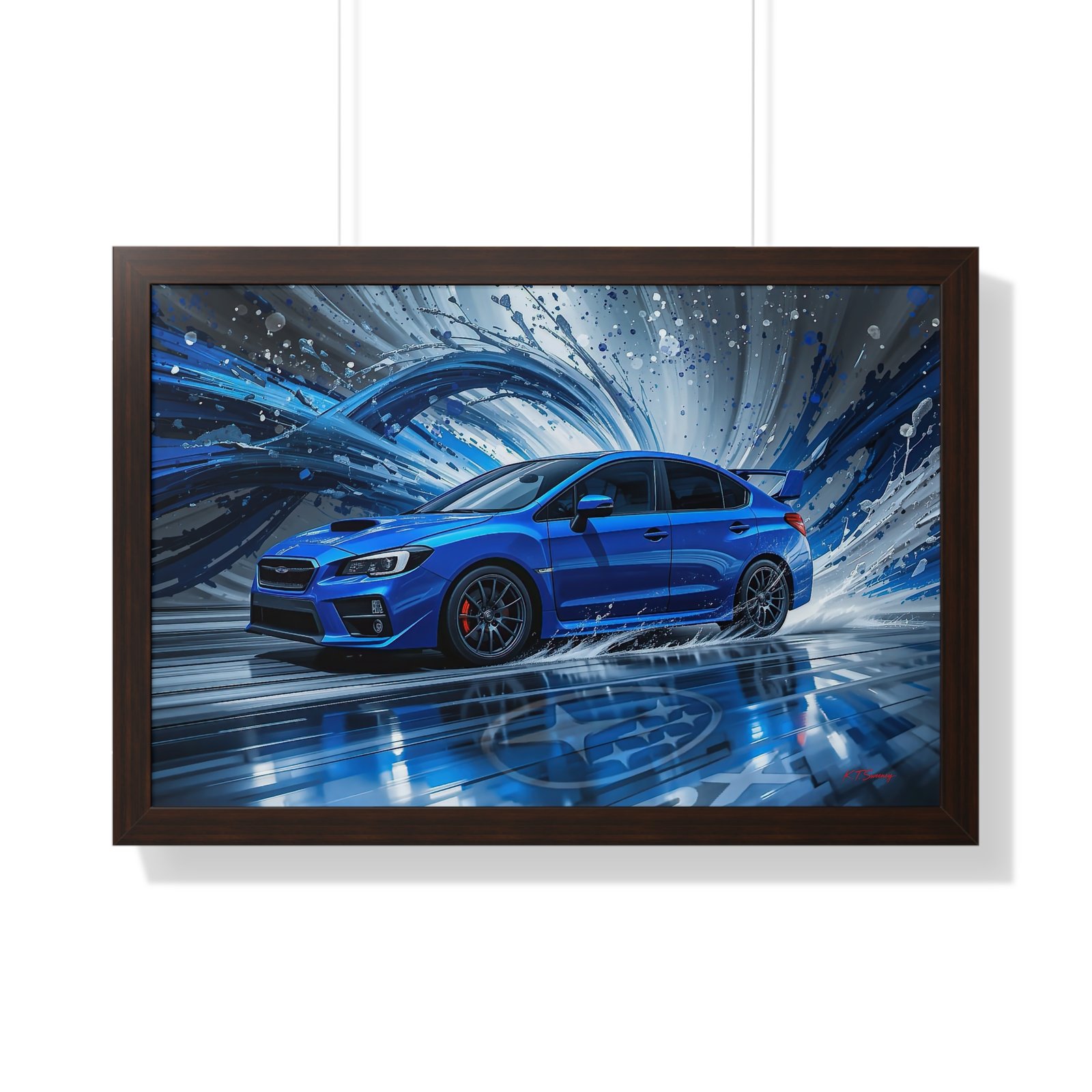 Limited Edition 2019 Subaru WRX Wall Art Framed Print with Textured Oil Paint Swirling Background | Collector’s Subaru Artwork - Image 10