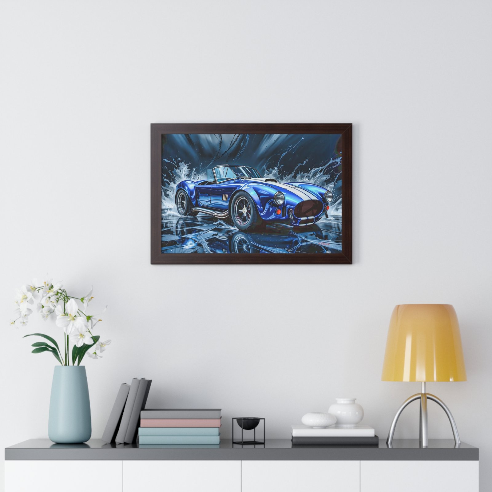 Exclusive Edition Classic Blue Shelby Cobra with White Stripes Wall Art Framed Print | Collector’s Shelby Artwork - Image 14