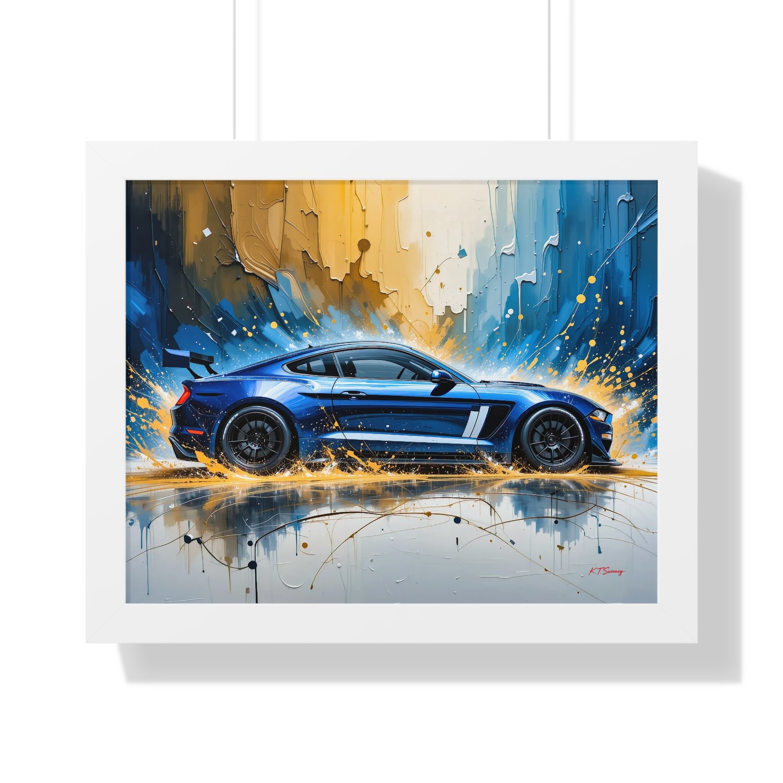 Limited Edition Mustang GT Wall Art Framed Print in Blue with White Stripes | Classic Mustang Collector’s Artwork - Image 19