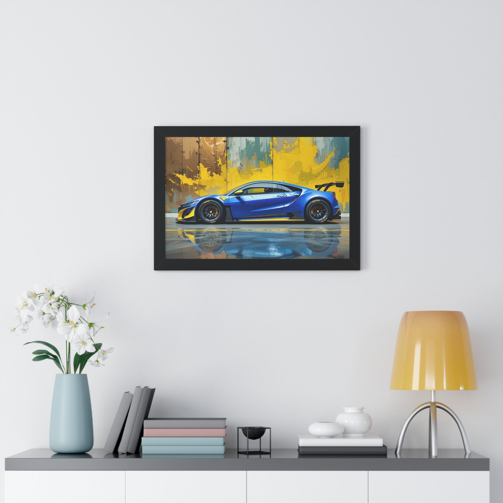 Acura NSX Wall Art Framed Print with Dramatic Textured Paint Style Background | Studio Edition Collector’s Artwork - Image 5
