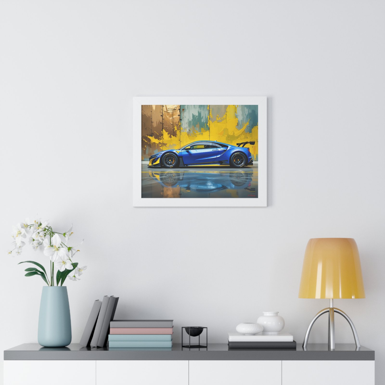 Acura NSX Wall Art Framed Print with Dramatic Textured Paint Style Background | Studio Edition Collector’s Artwork - Image 20