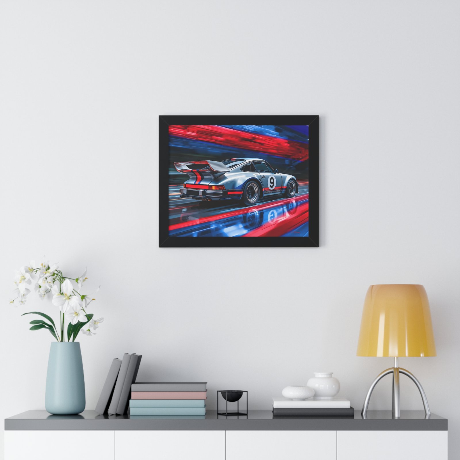 Limited Edition Classic Porsche 930 Turbo in Silver Wall Art Framed Print | Collector’s Porsche Artwork - Image 2