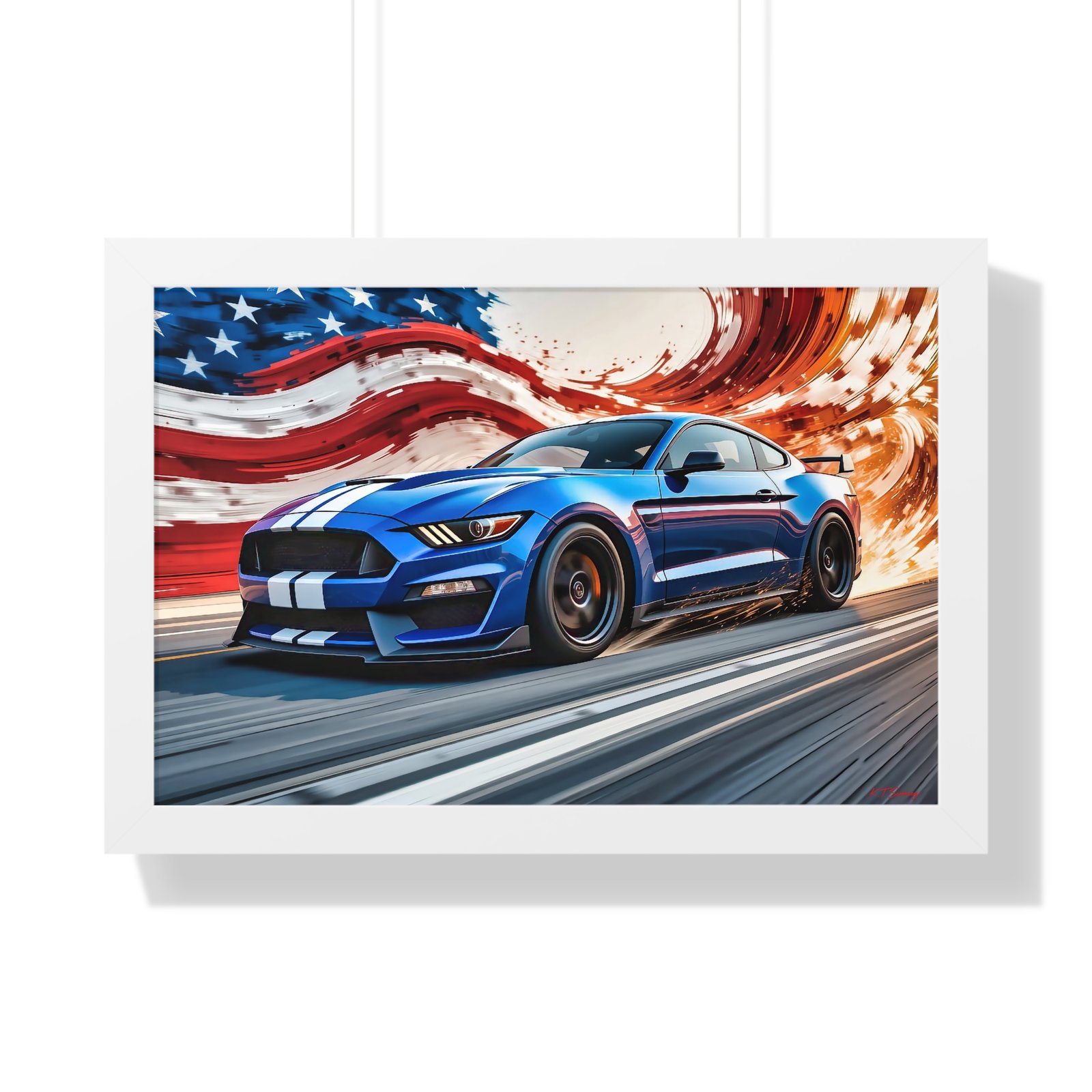 Limited Edition Mustang GT Wall Art Framed Print in Blue with White Stripes | Classic Mustang Collector’s Artwork - Image 22