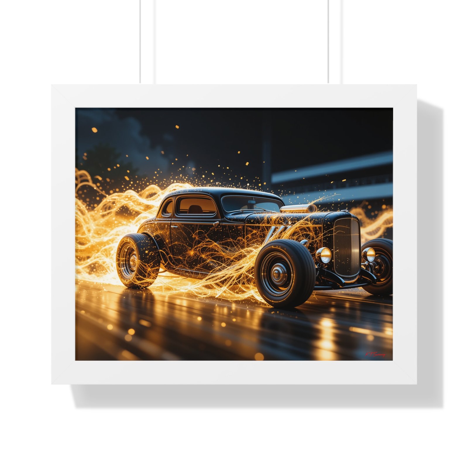 Limited Edition Futuristic Hot Rod Wall Art Framed Print with Translucent Ghost Flames | Original Collector’s Car Artwork - Image 19