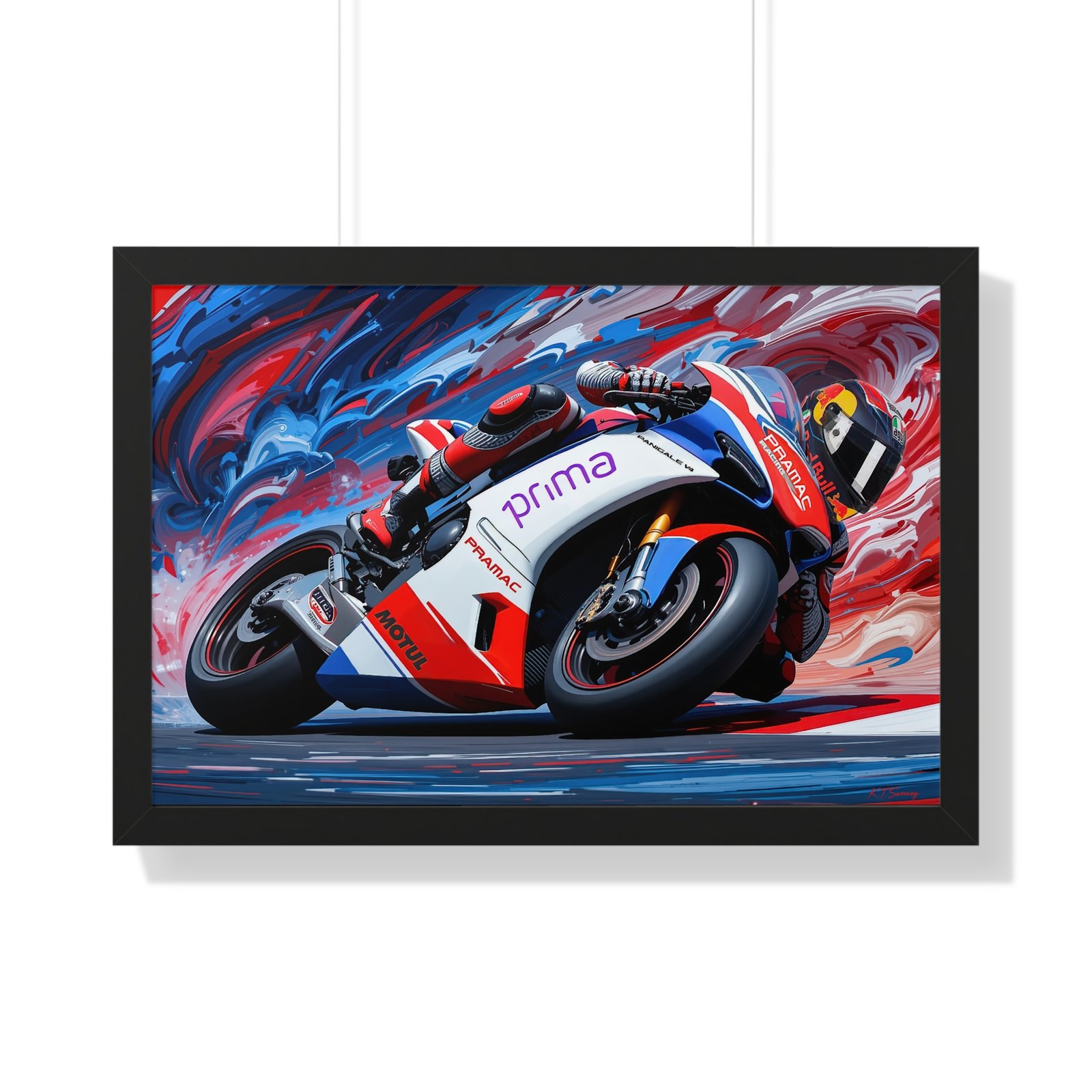 Limited Edition MotoGP Jorge Martin Wall Art Framed Print with Textured Oil Paint Style Design | Collector’s Motorcycle Racing Artwork - Image 4