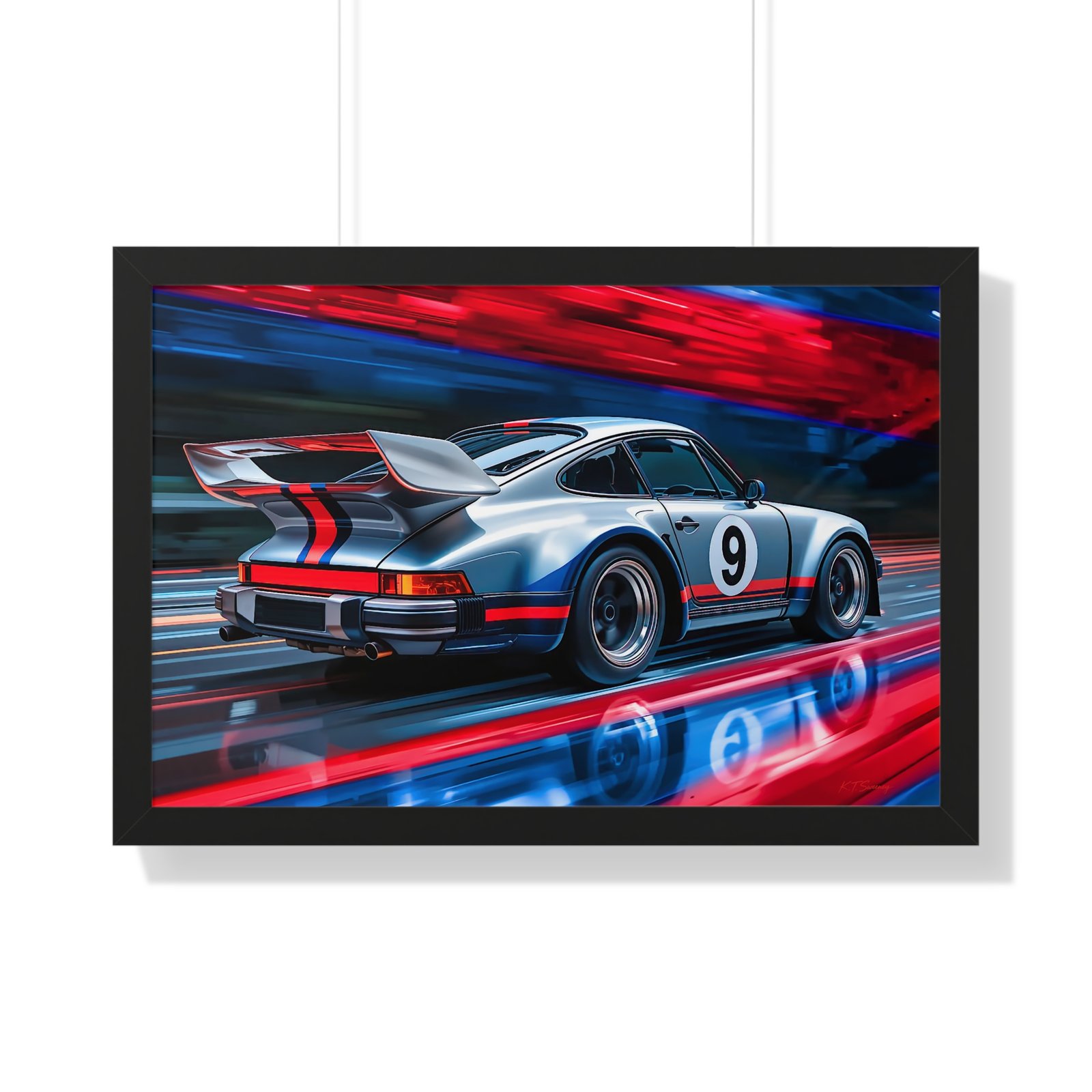 Limited Edition Classic Porsche 930 Turbo in Silver Wall Art Framed Print | Collector’s Porsche Artwork - Image 7