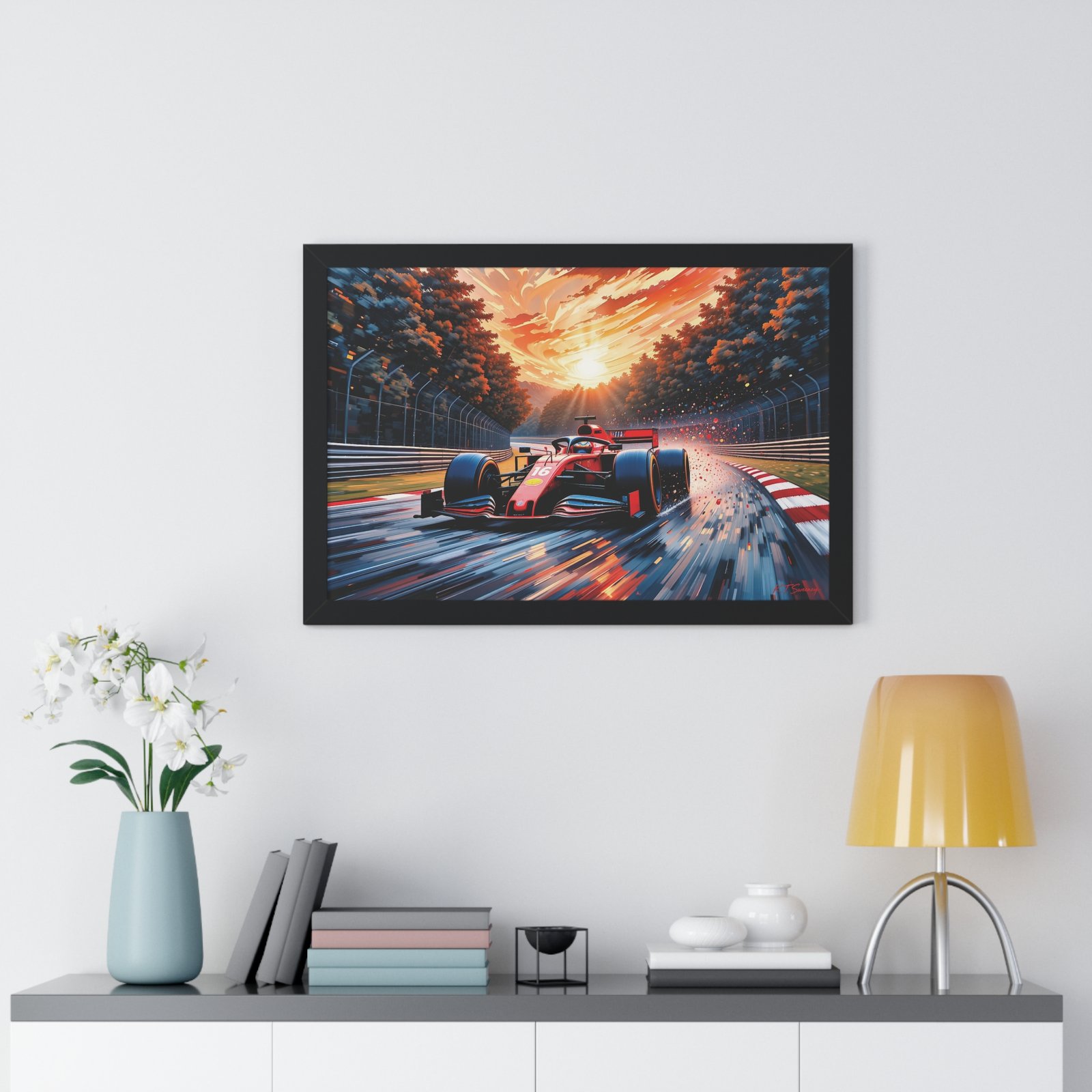 Exclusive Edition Charles Leclerc Ferrari F1 Wall Art Framed Print with Textured Artistic Design | Collector’s Formula 1 Artwork - Image 5