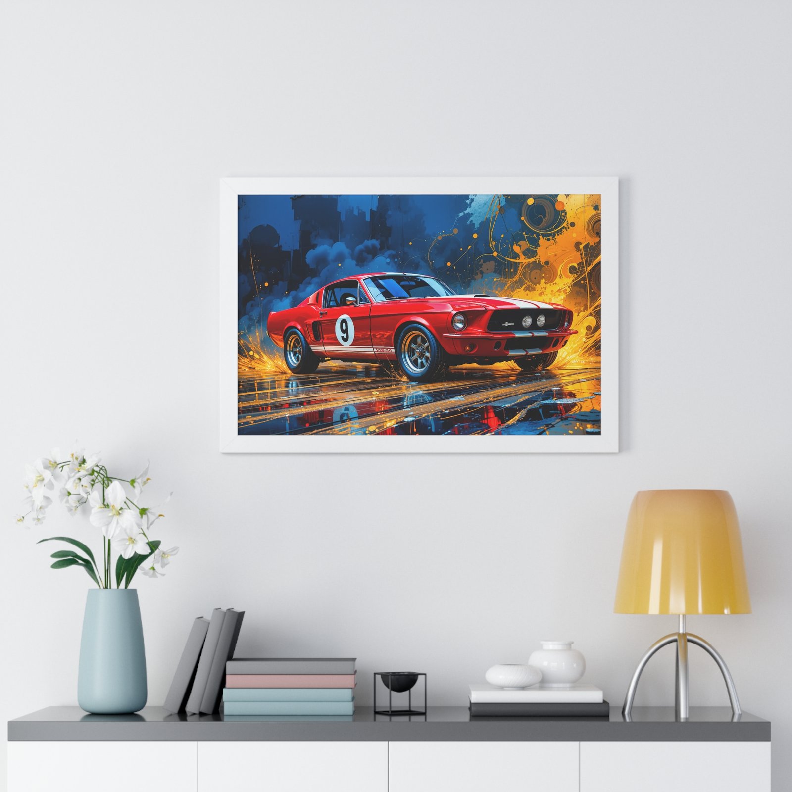 Exclusive Edition 1967 Red Shelby Mustang TransAm Inspired Racing Car Wall Art Framed Print | Collector’s Classic Mustang Artwork - Image 26
