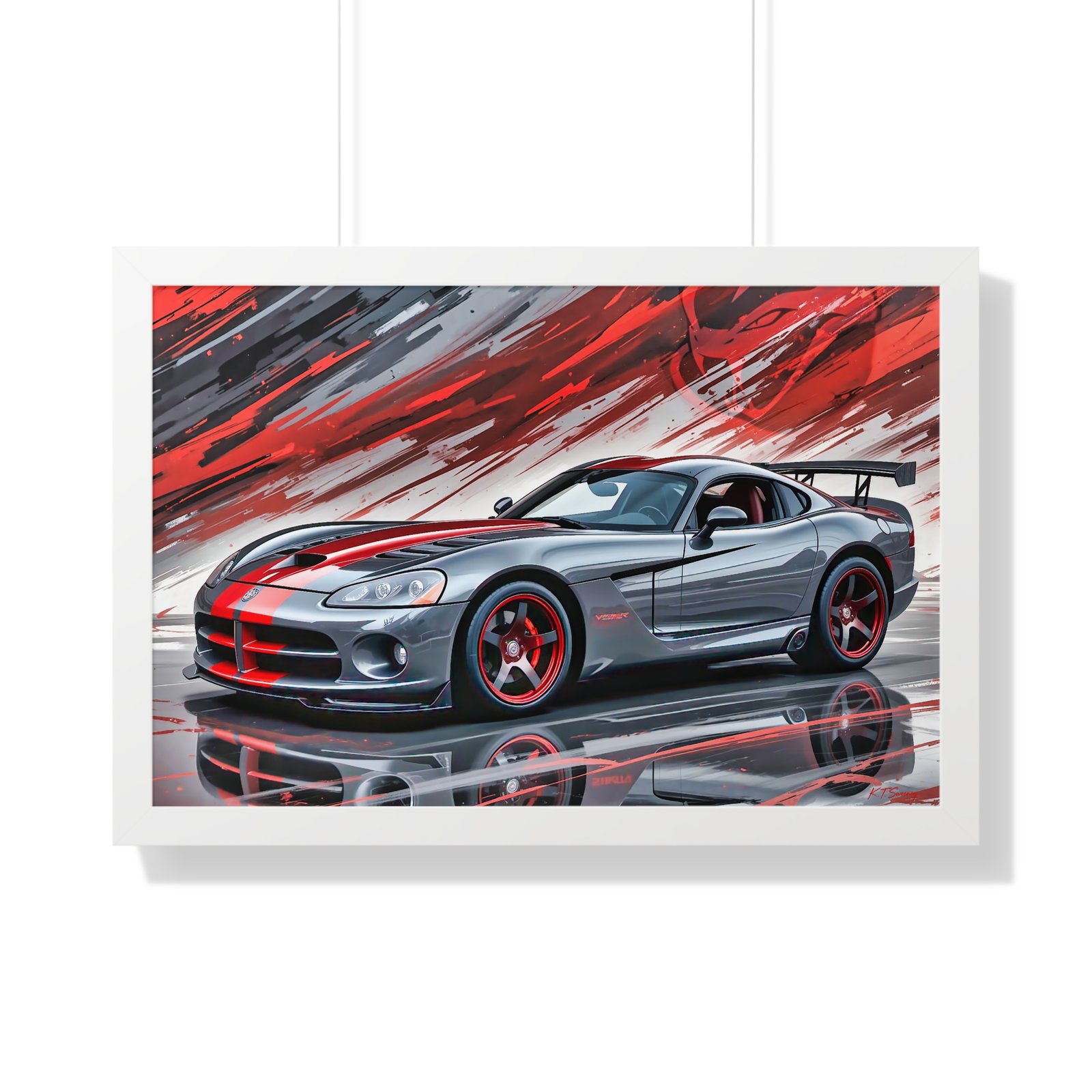 2010 Dodge Viper SRT-10 Final Edition Wall Art Framed Print in Gray with Red Stripes | Studio Edition Collector’s Artwork - Image 25