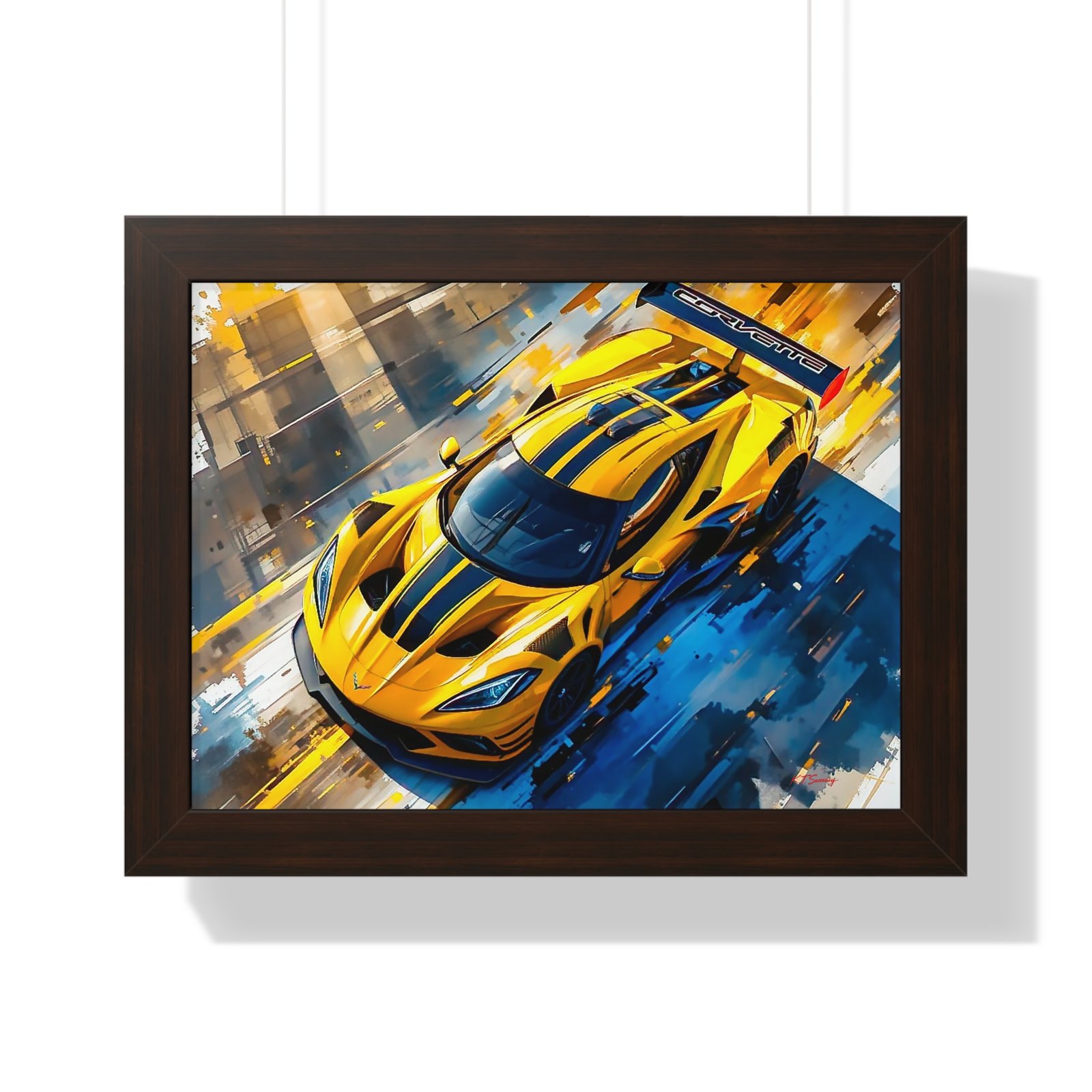 Exclusive Edition Yellow C8 Corvette Original Design | Collector’s Corvette Artwork - Image 16