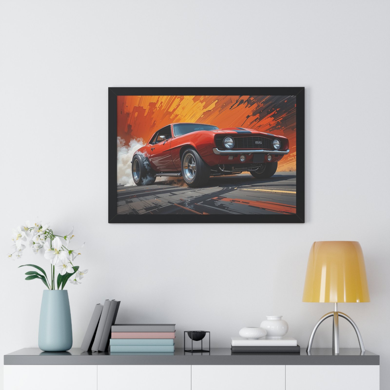 1969 Camaro Hot Rod Gasser Wall Art Framed Print in Classic Orange | Studio Edition Muscle Car Collector’s Artwork - Image 8