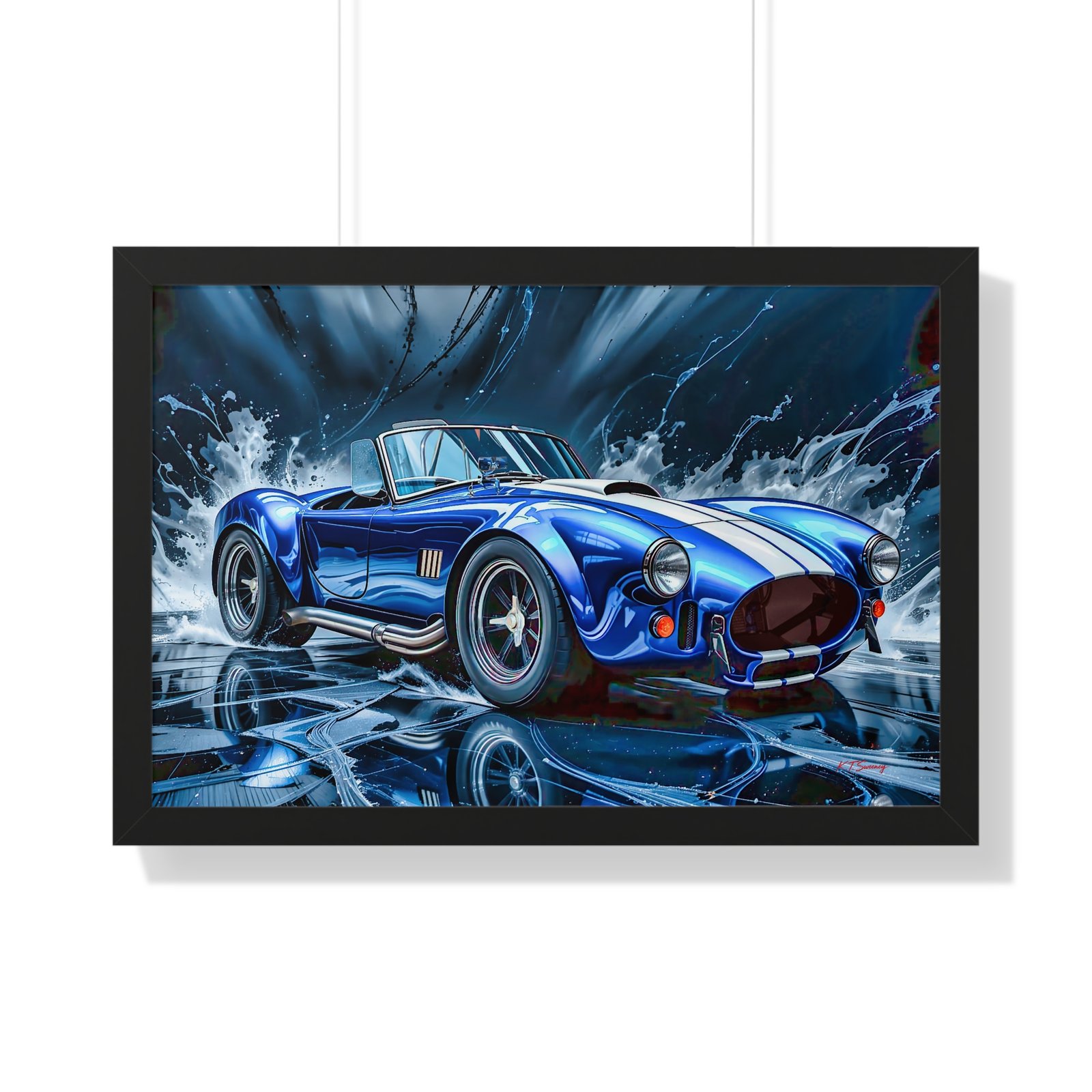 Exclusive Edition Classic Blue Shelby Cobra with White Stripes Wall Art Framed Print | Collector’s Shelby Artwork - Image 7