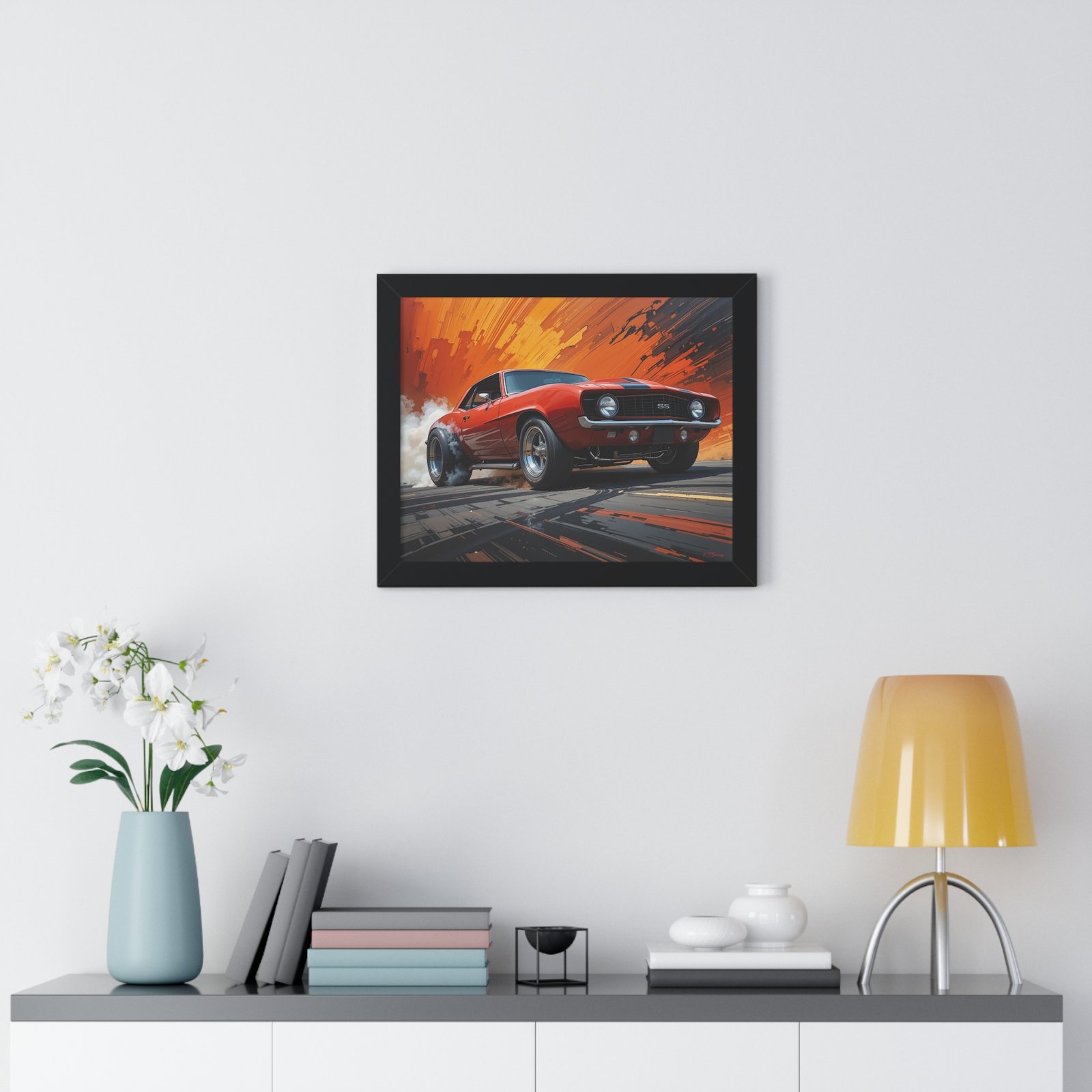 1969 Camaro Hot Rod Gasser Wall Art Framed Print in Classic Orange | Studio Edition Muscle Car Collector’s Artwork - Image 2