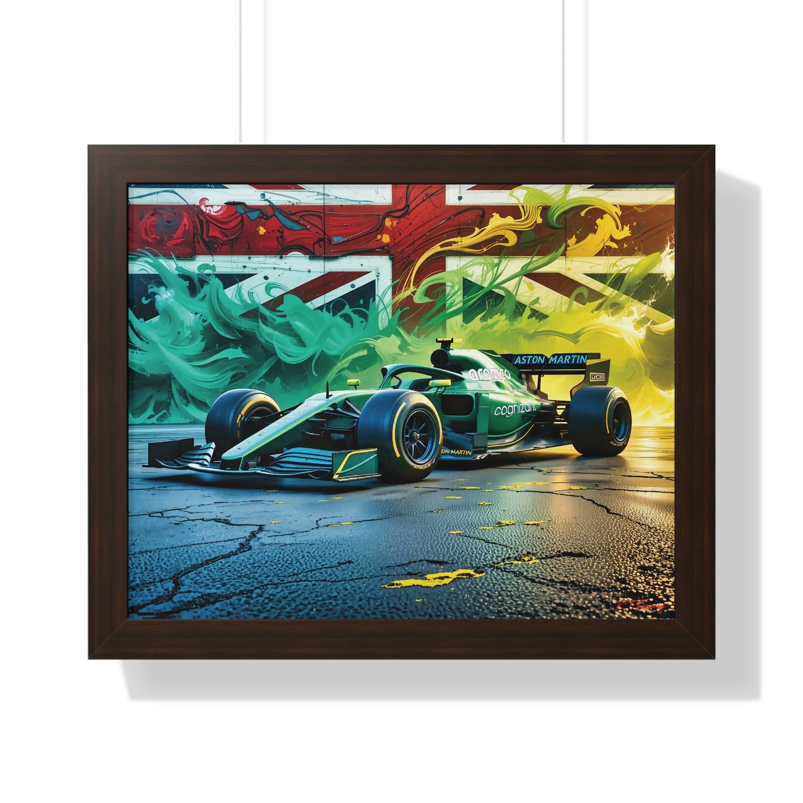 Exclusive Edition Aston Martin F1 Wall Art Framed Print with Union Jack Background | Collector’s Formula 1 Artwork - Image 10