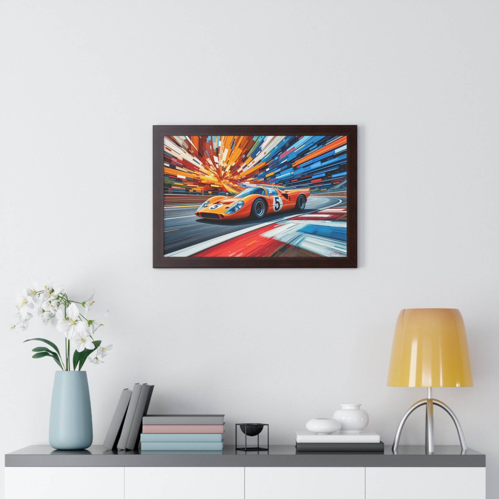 McLaren Le Mans Inspired Racing Car Wall Art Framed Print in Classic Papaya | Studio Edition Motorsport Artwork - Image 14