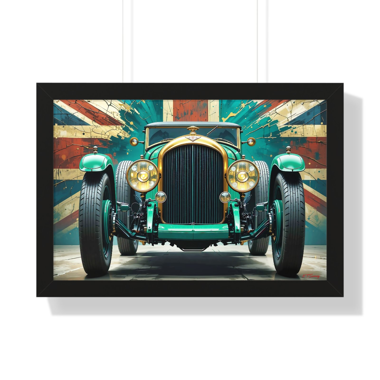 Limited Edition 1929 Bentley Speed Six Wall Art Framed Print in British Racing Green | Vintage Bentley Collector’s Artwork - Image 4