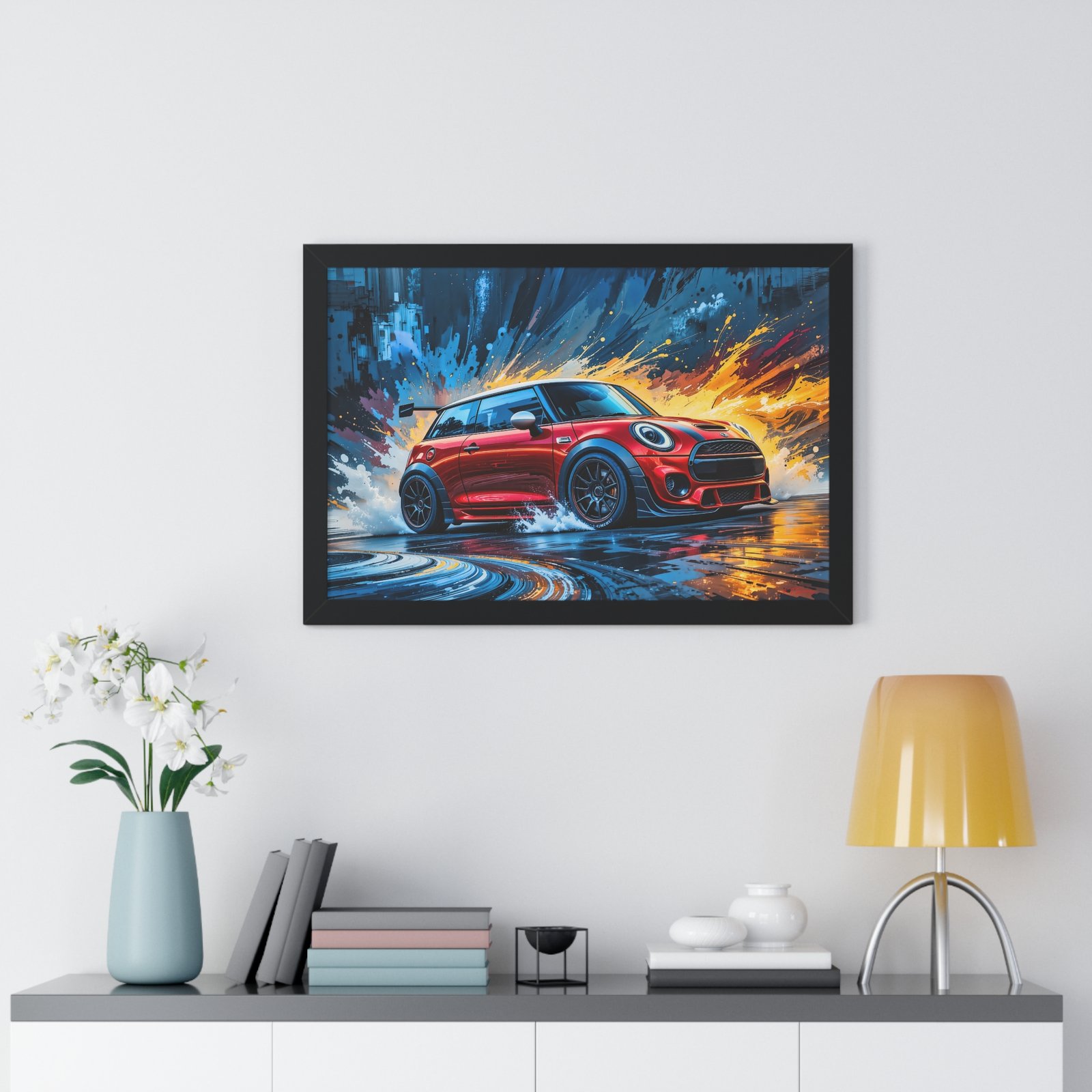 Limited Edition Red Mini Cooper S Racing Car Wall Art Framed Print | Collector’s Classic Mini Artwork - Image 8